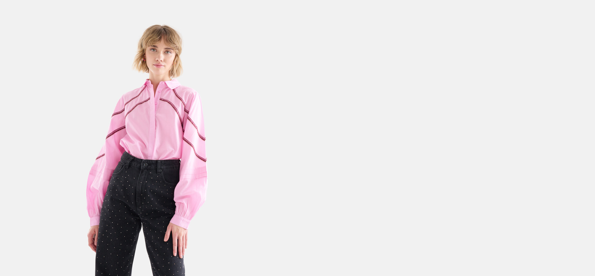 Bluse mit Stickerei Rosa SHOEBY WOMEN