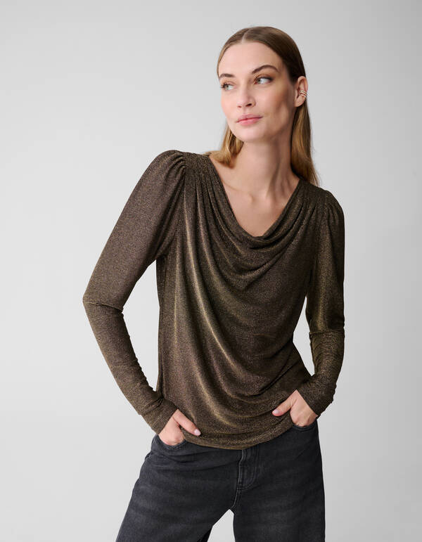 Glitzer-Drapiertes Top in Gold SHOEBY WOMEN