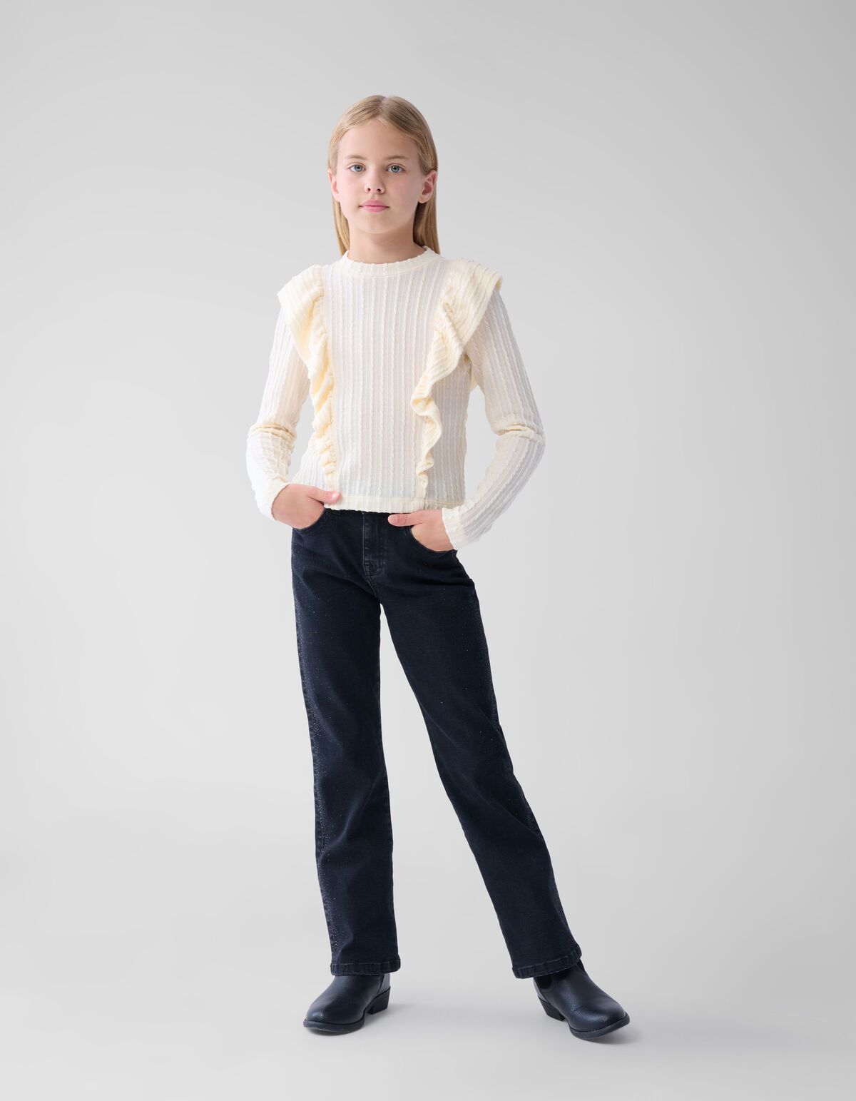 Strass Straight Leg Jeans Schwarz SHOEBY GIRLS