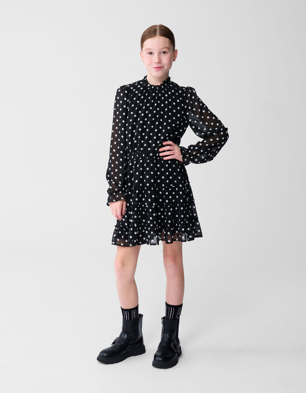 Gepunktetes Minikleid Schwarz/Weiß SHOEBY GIRLS