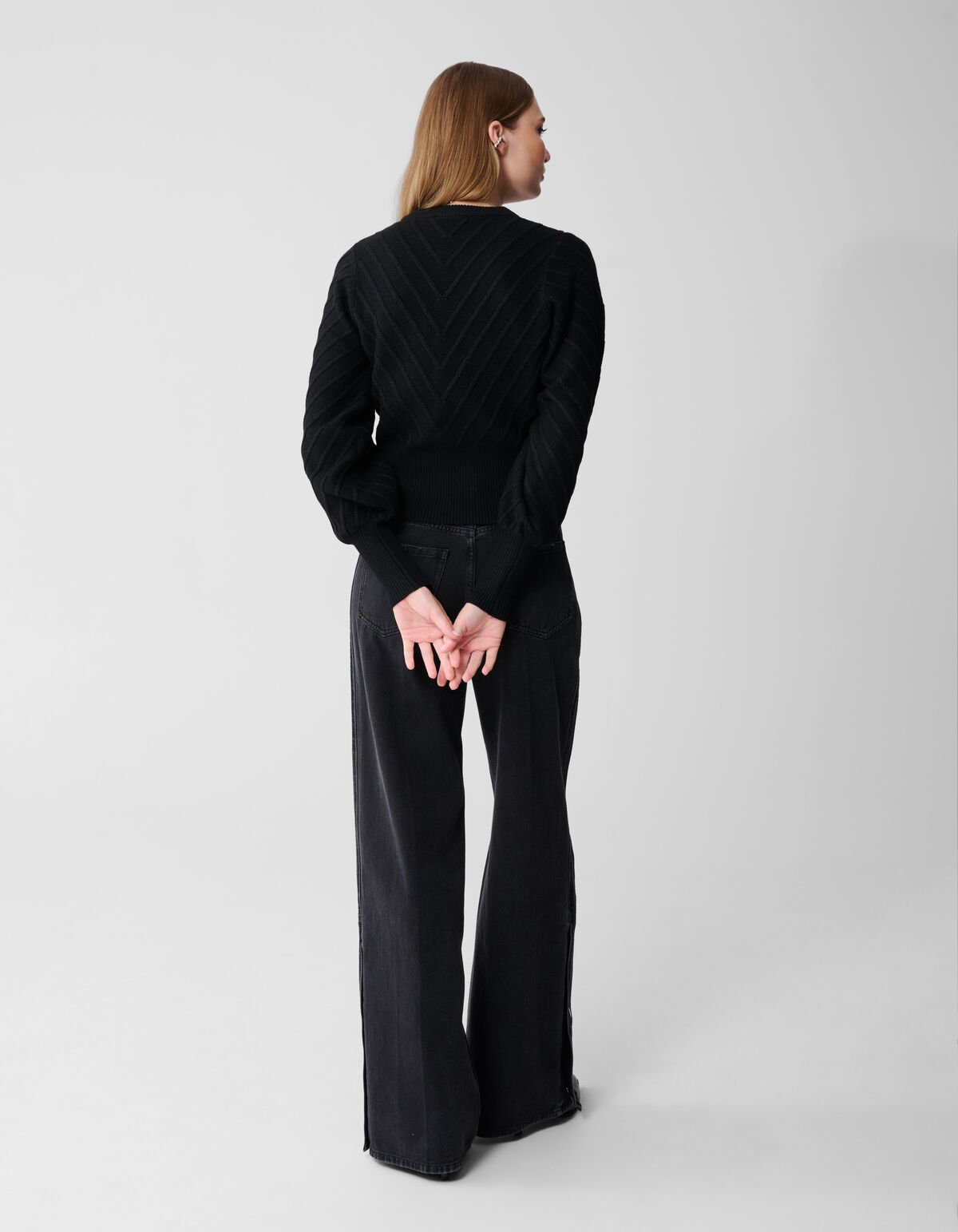 Schwarzer Glitzer-Strickpullover SHOEBY WOMEN