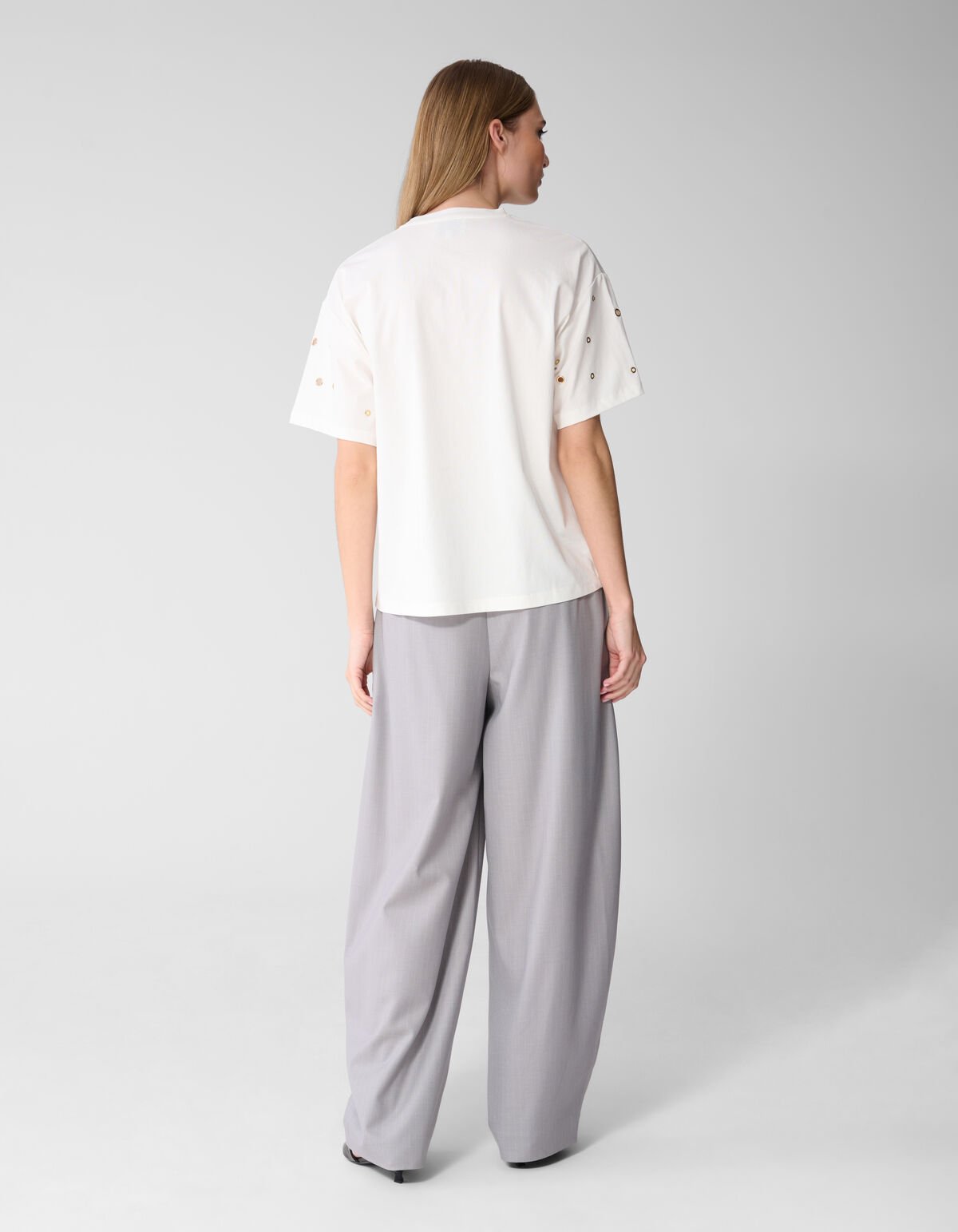 Oversized T-Shirt mit &Ouml;sen Wei&szlig; SHOEBY WOMEN