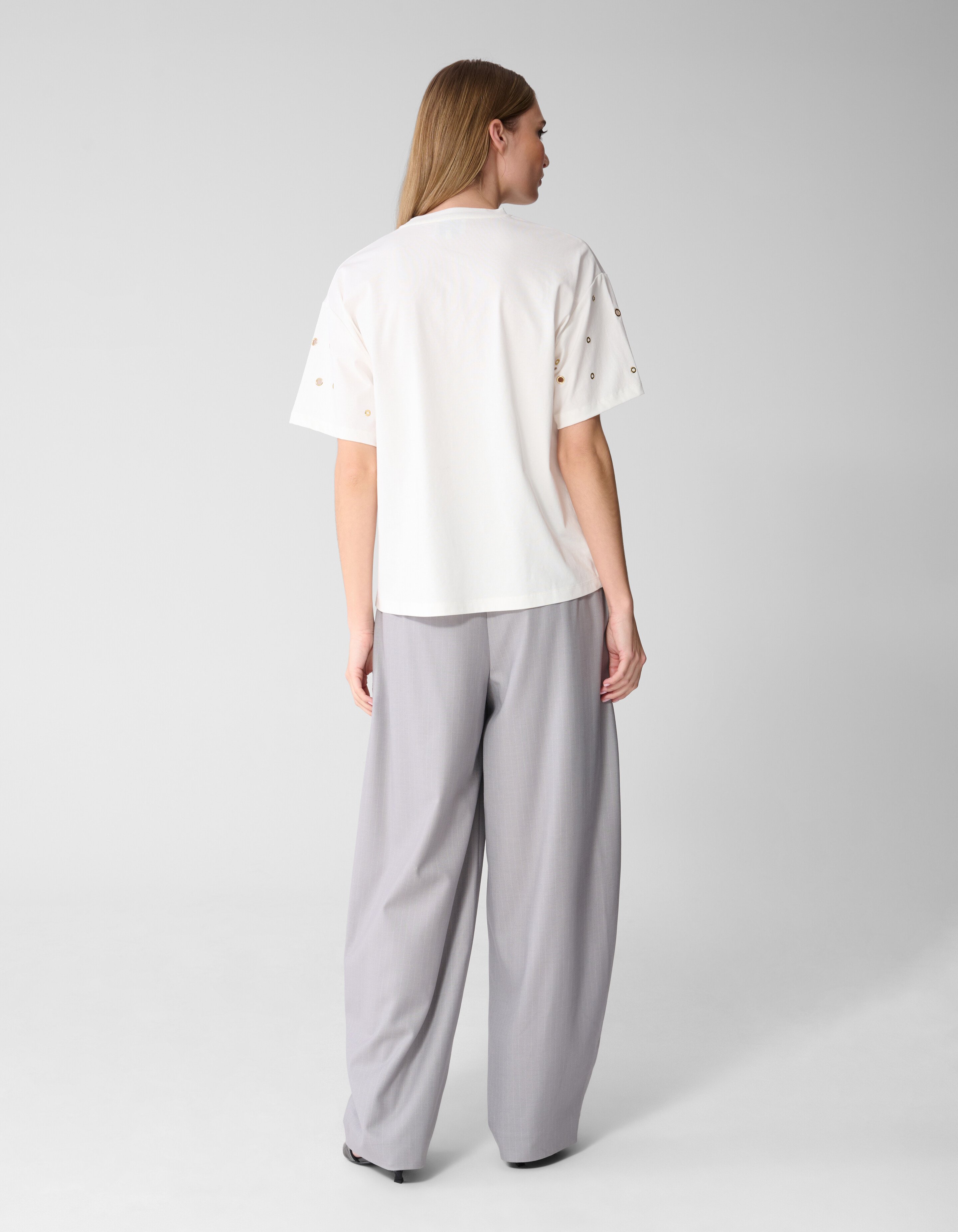 Oversized T-Shirt mit &Ouml;sen Wei&szlig; SHOEBY WOMEN