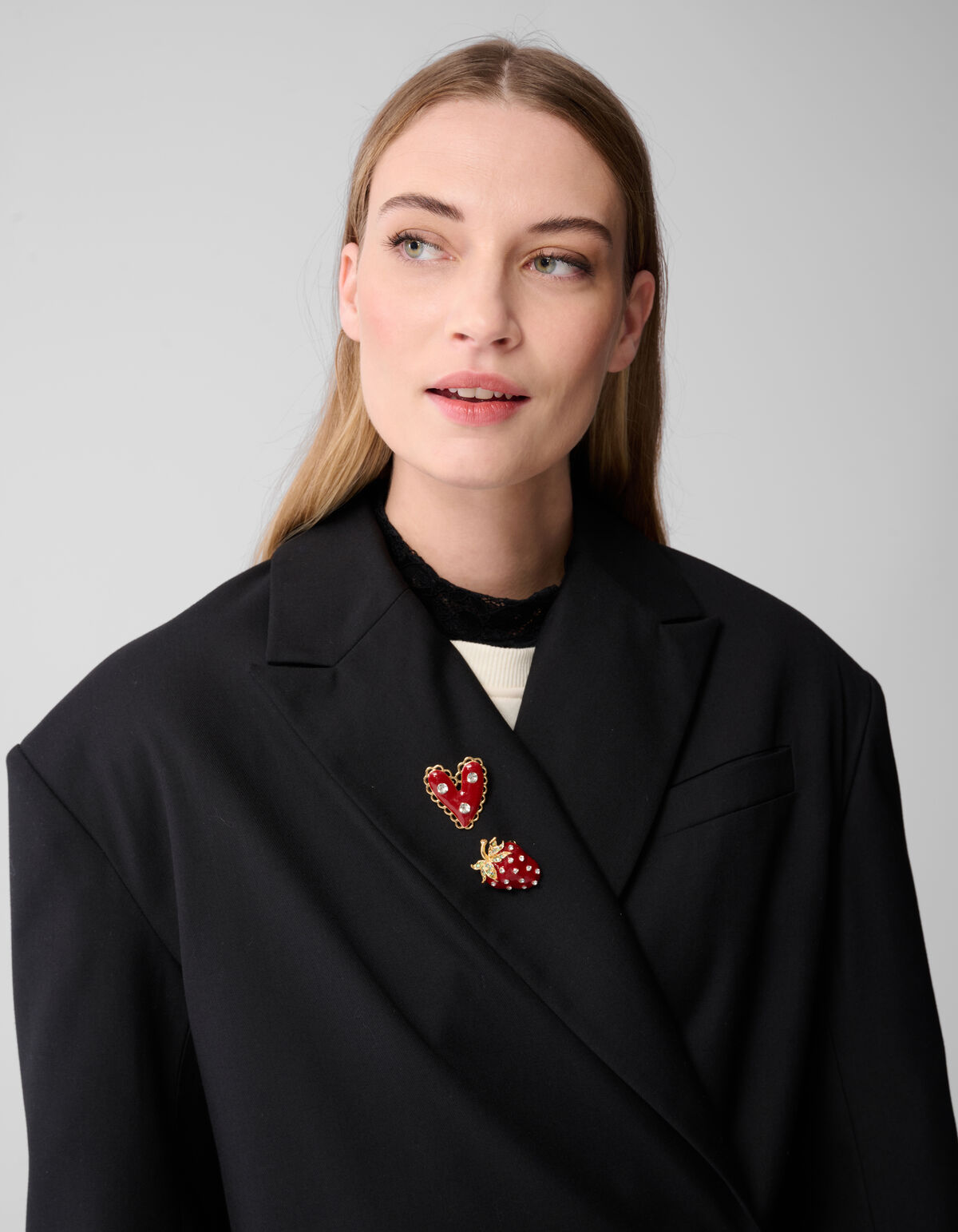 Strawberry Heart Brooch Set Rot SHOEBY ACCESSOIRES