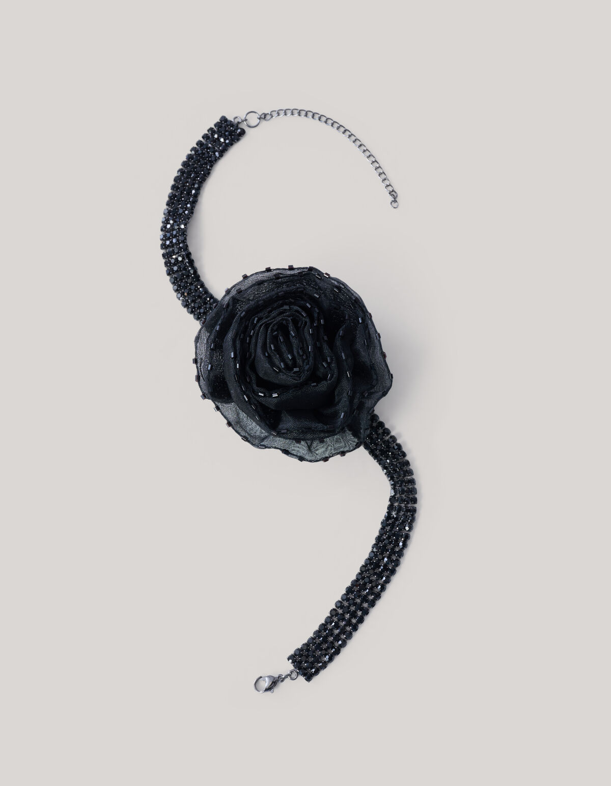 Strass-Blumen-Kropfband Schwarz ACCESSOIRES SHOEBY