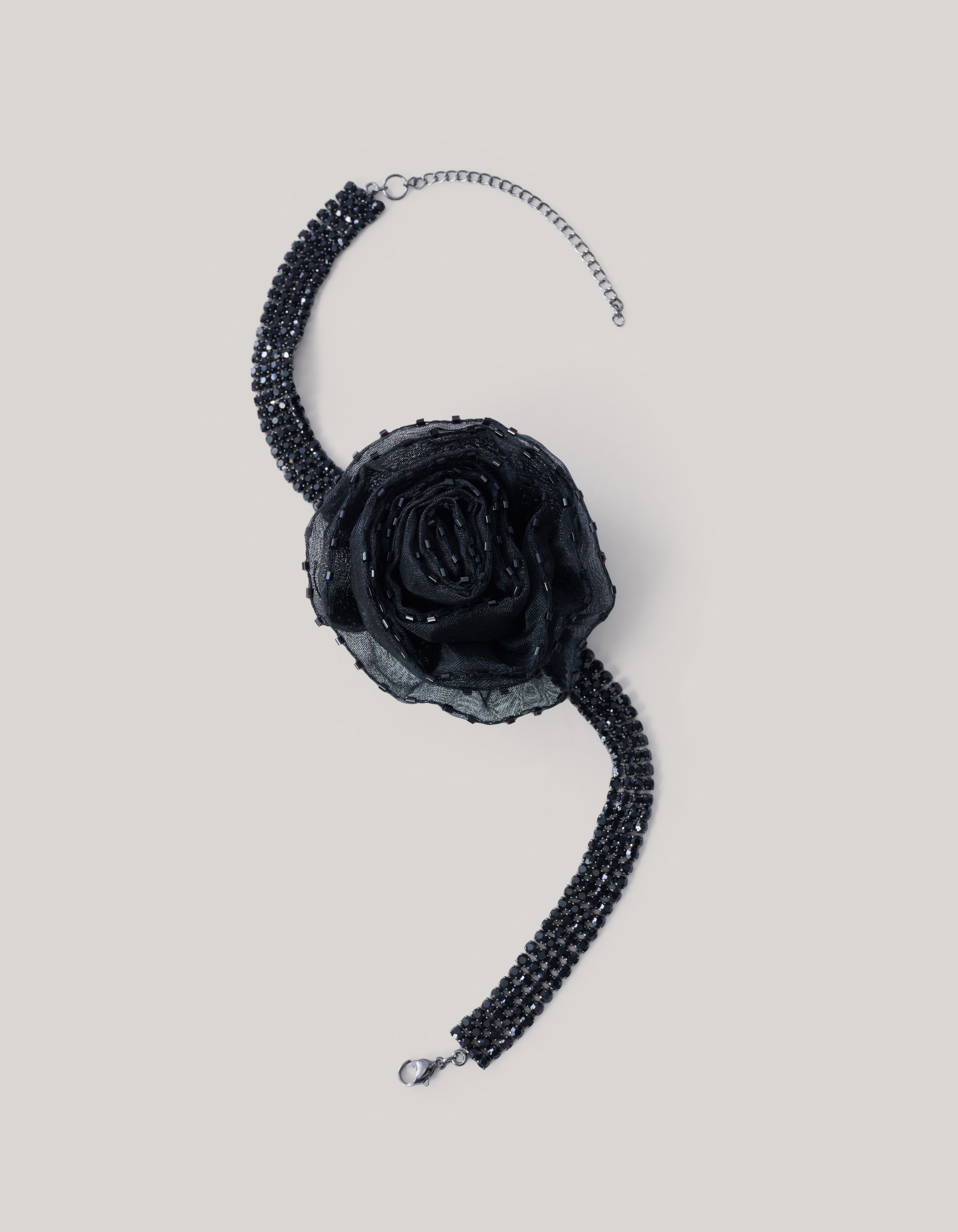 Strass-Blumen-Kropfband Schwarz ACCESSOIRES SHOEBY