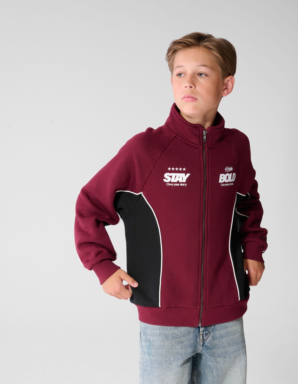 Sportliche Jacke mit Paspelierung Dunkelrot SHOEBY BOYS
