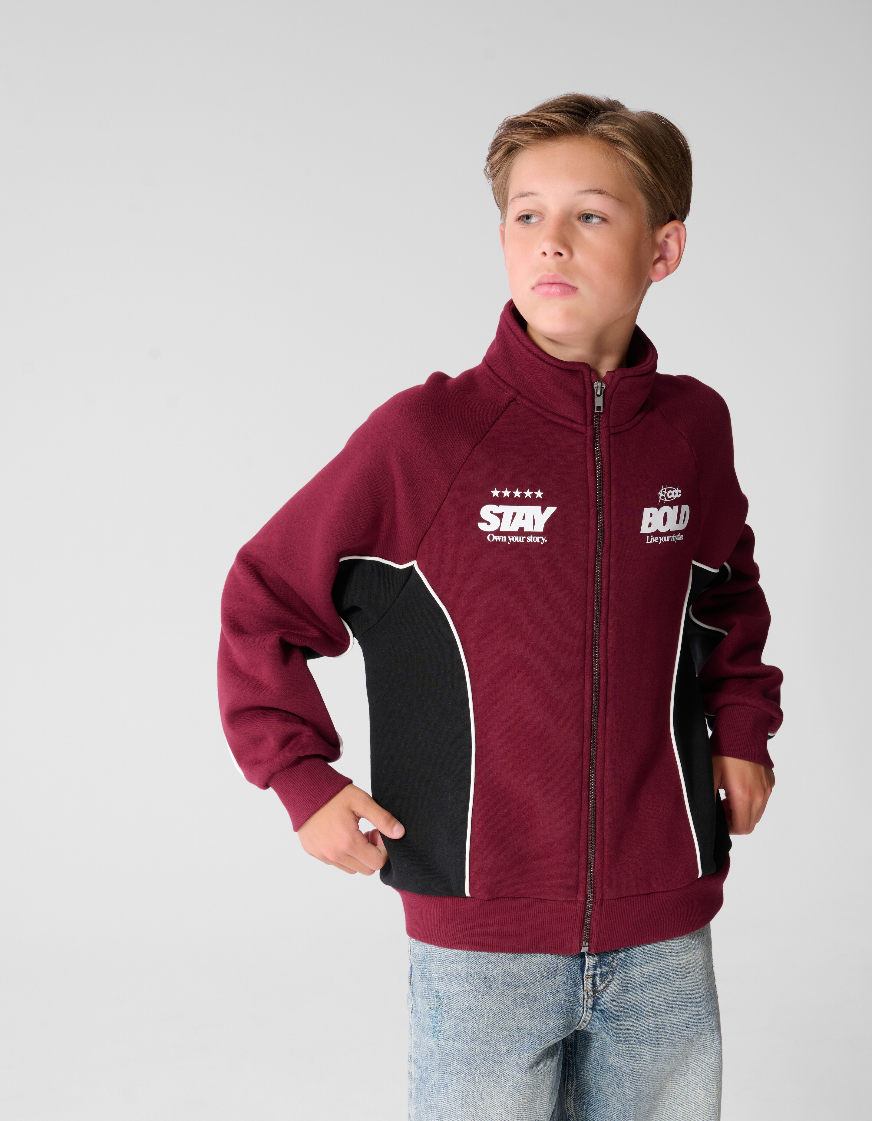 Sportliche Jacke mit Paspelierung Dunkelrot SHOEBY BOYS