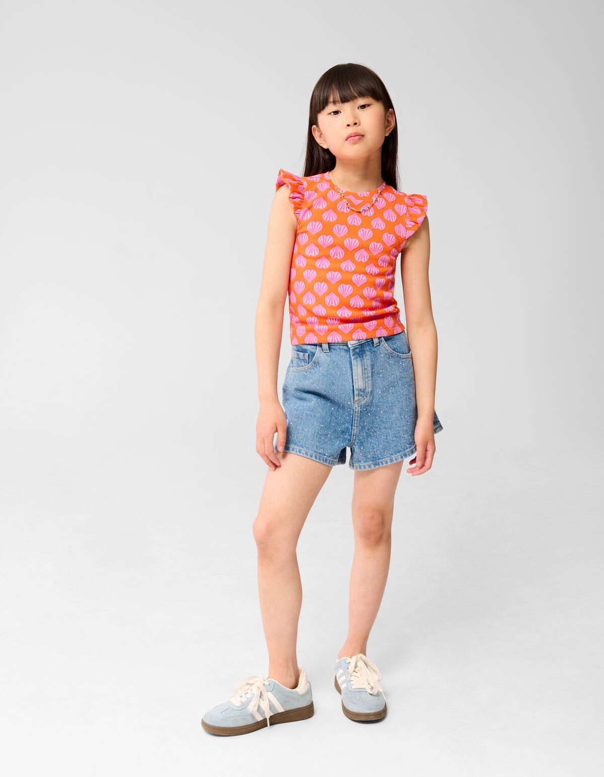 Muscheln Rüschen-Top Orange SHOEBY GIRLS