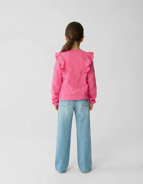 R&uuml;schen-Langarmshirt Hellrosa SHOEBY GIRLS