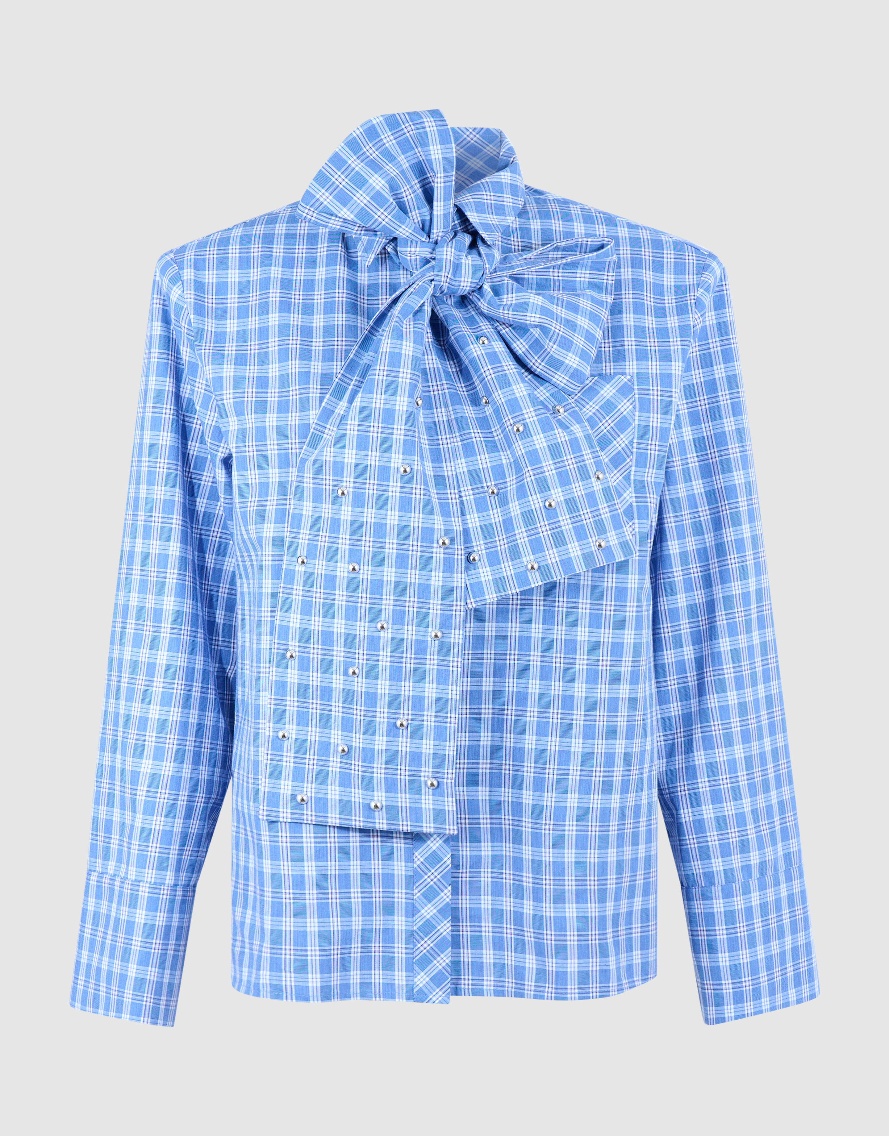 Karierte Bow-Bluse Blau SHOEBY WOMEN