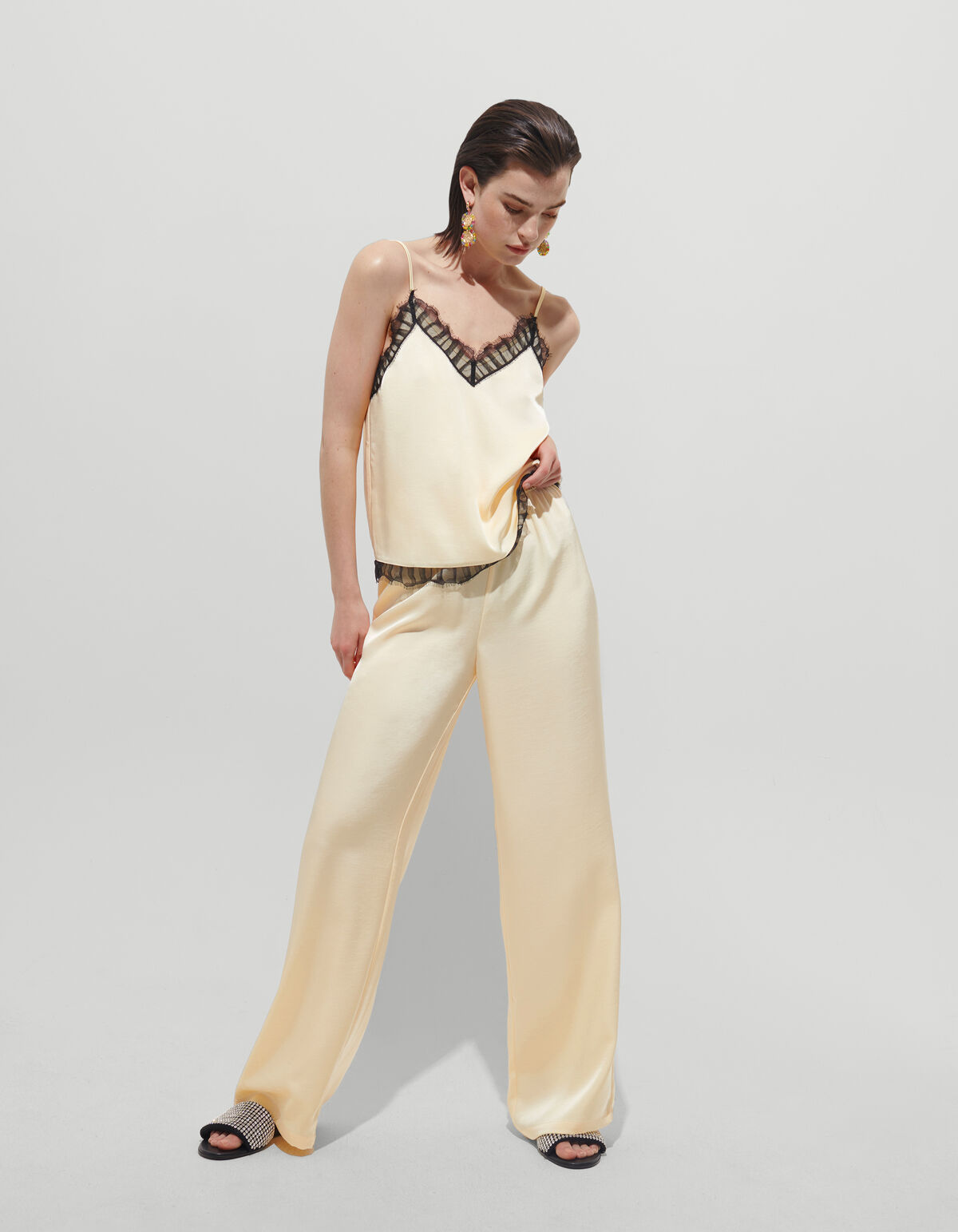 Spitzen-Satin-Top Hellgelb SHOEBY WOMEN