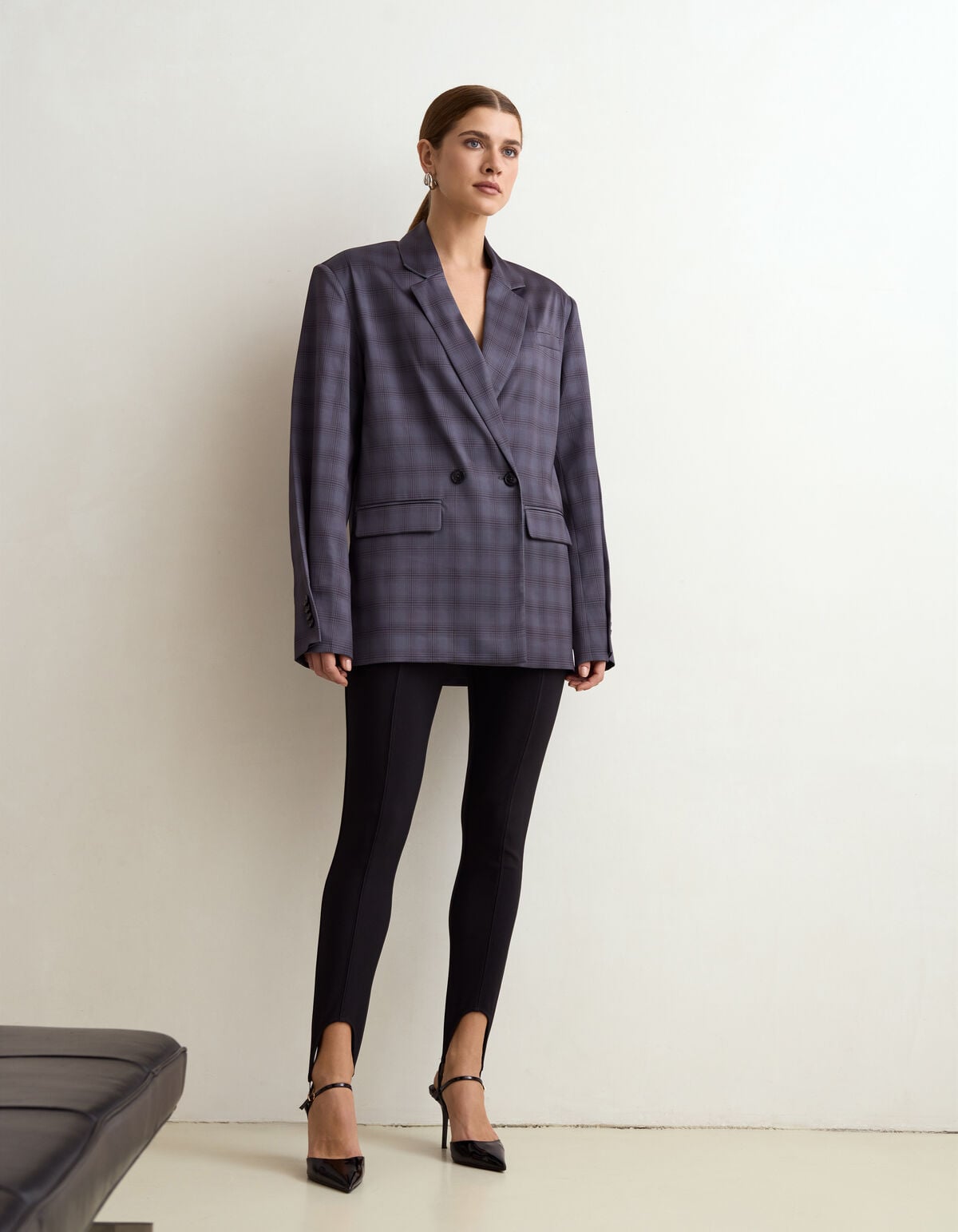 Satin-Karoblazer Grau By Mieke SHOEBY WOMEN