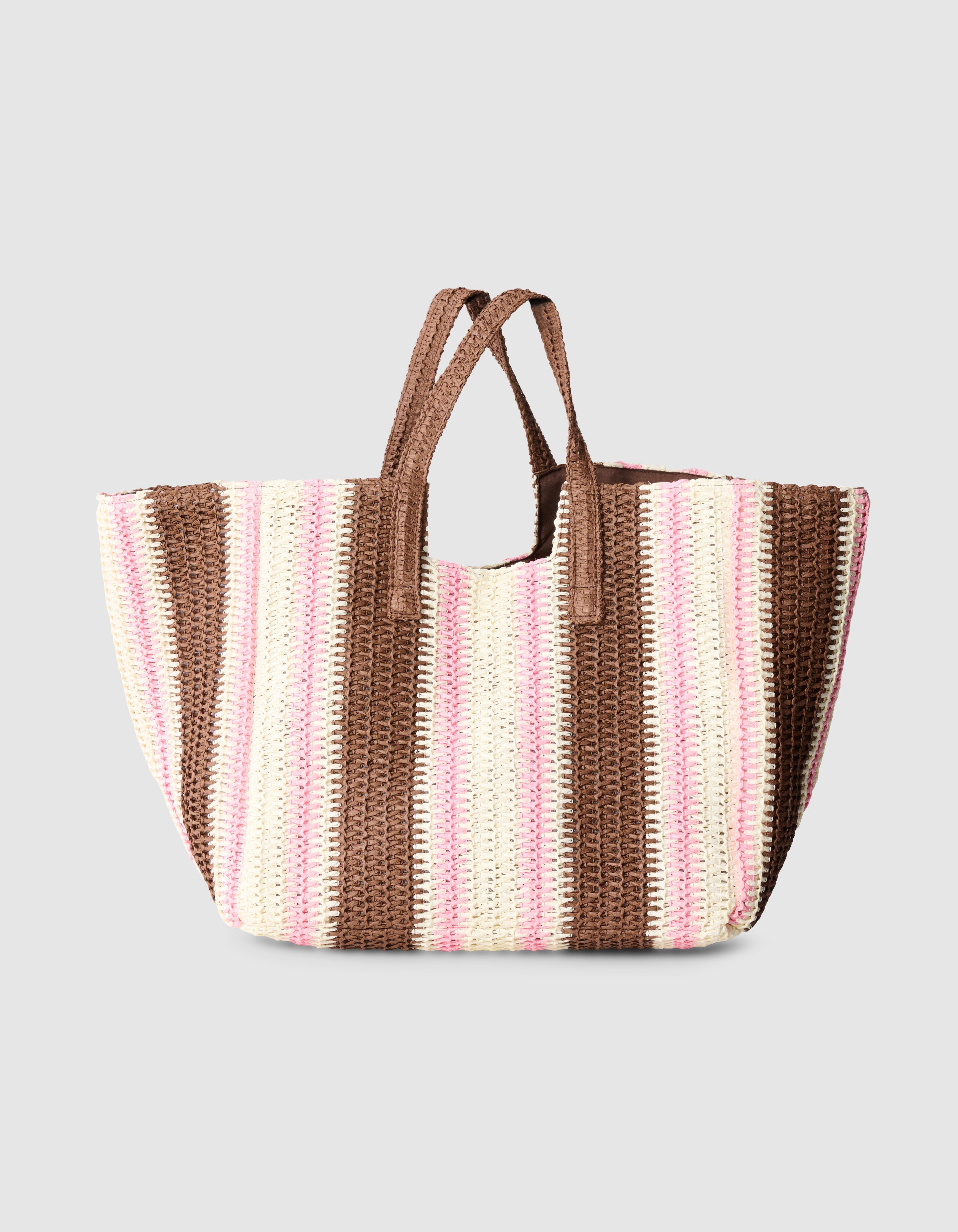 Gestrickter Strand-Shopper Rosa/Braun SHOEBY ACCESSOIRES