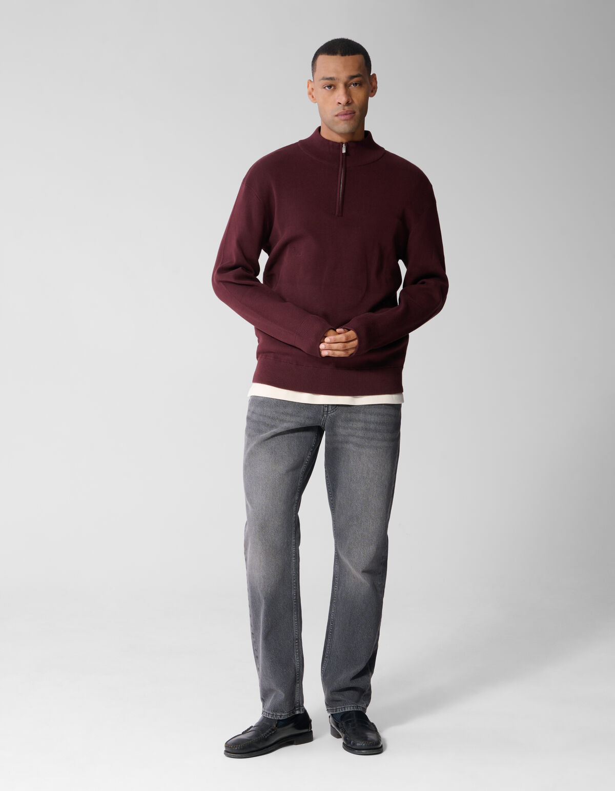 Turtle Half Zip Strickpullover Dunkelrot SHOEBY MEN