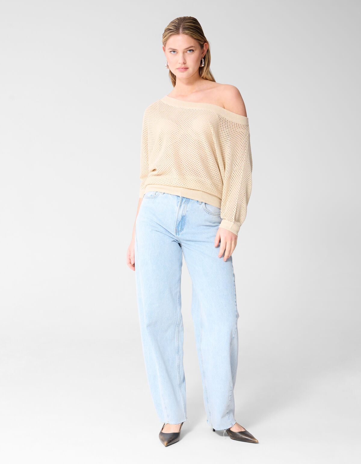 Glitzer Ajour Pullover Sand SHOEBY WOMEN