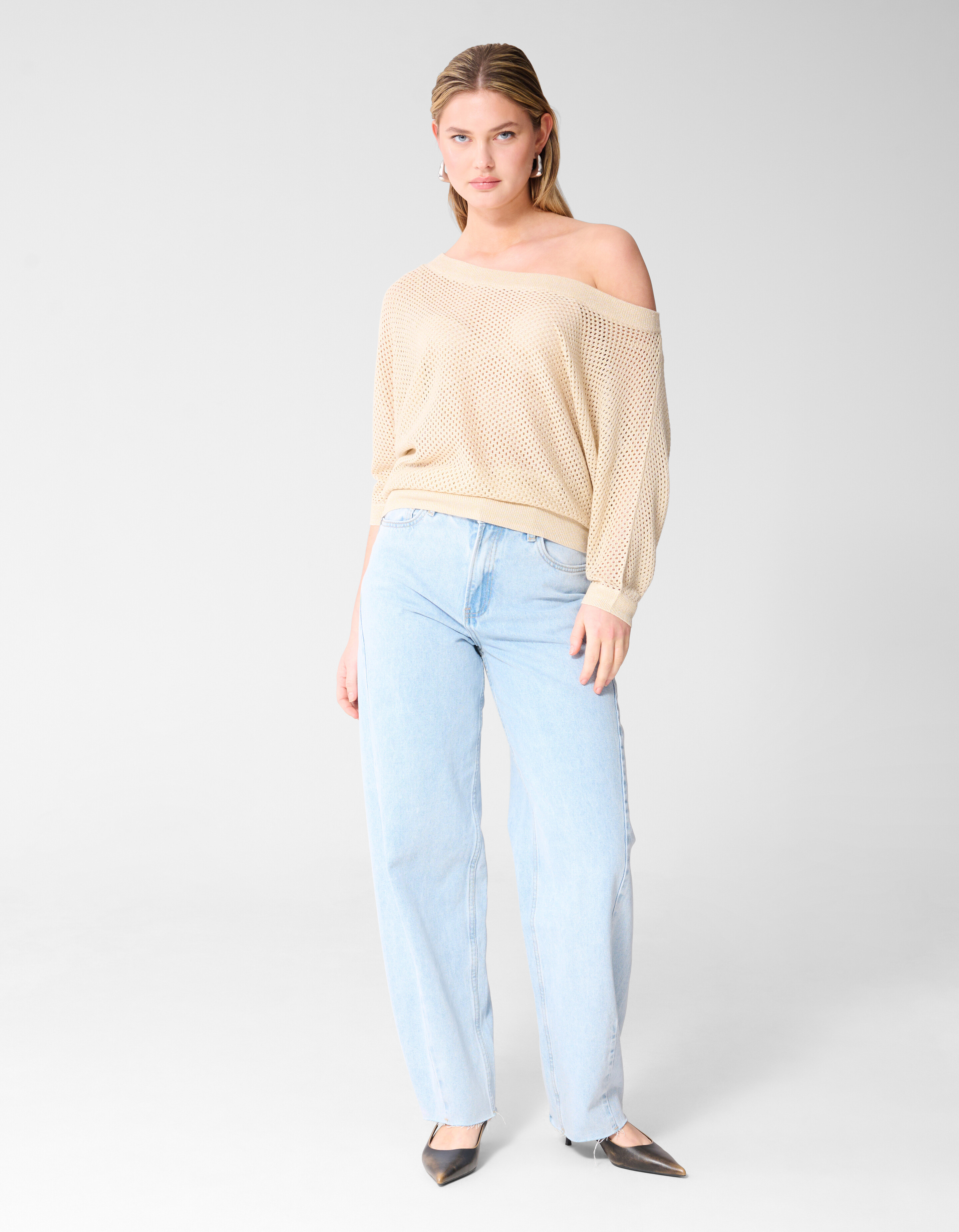 Glitzer Ajour Pullover Sand SHOEBY WOMEN