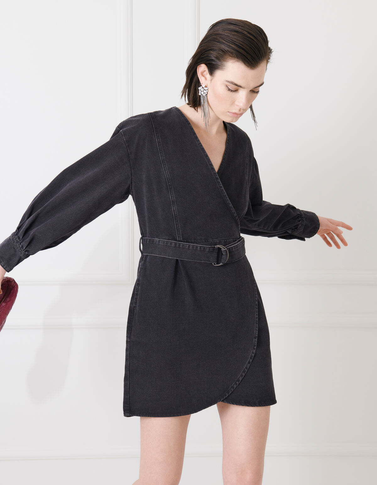 Gewaschenes Denim-Kleid Schwarz SHOEBY WOMEN