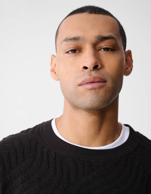 Pullover mit Wellenstruktur Dunkelbraun SHOEBY MEN