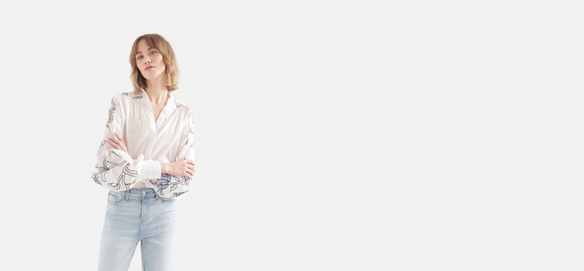 Bestickte Bluse Offwhite SHOEBY WOMEN