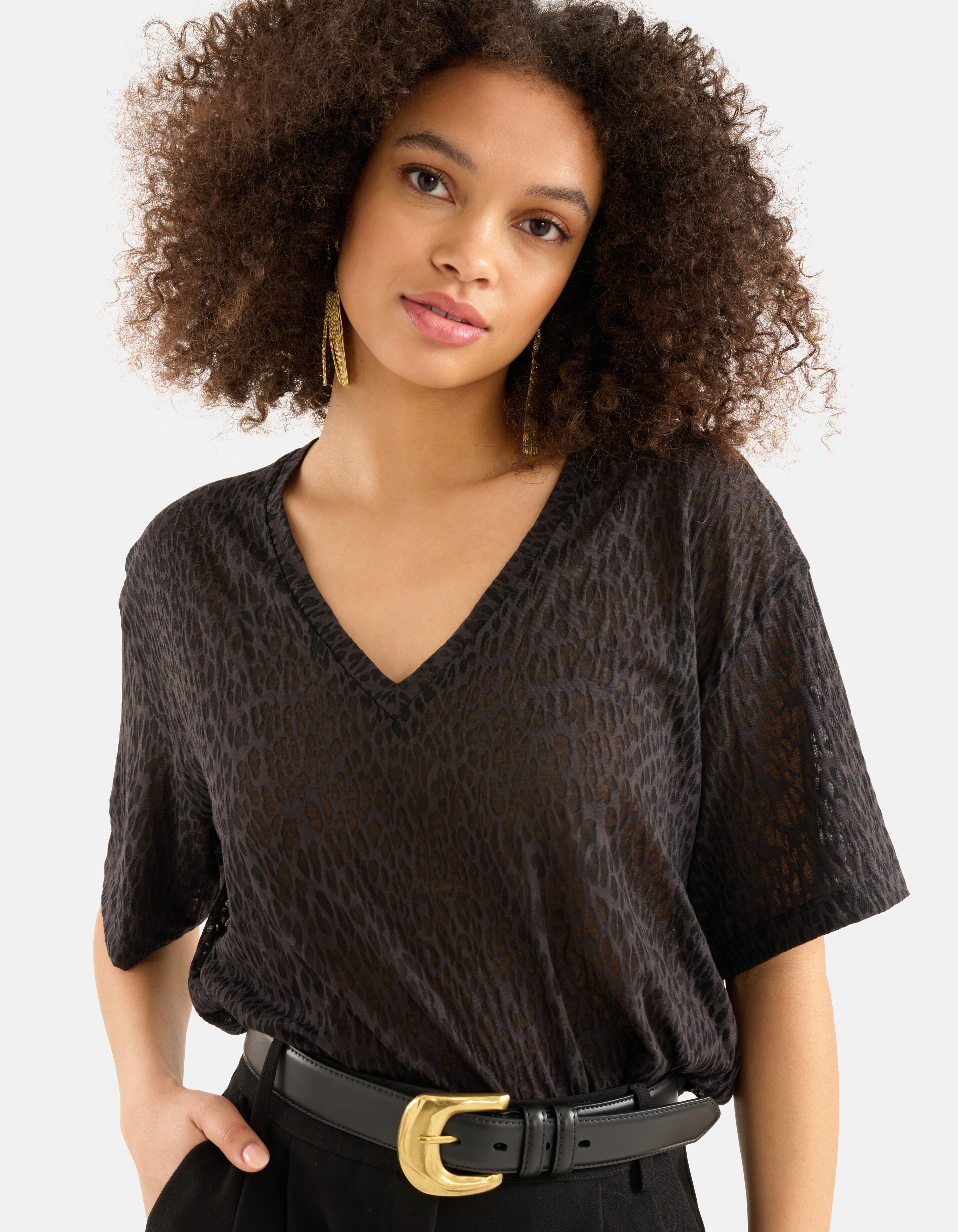 Leopard Burn Out T-shirt Schwarz SHOEBY WOMEN