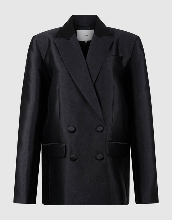 Oversized Satin Twill Blazer Black SHOEBY WOMEN