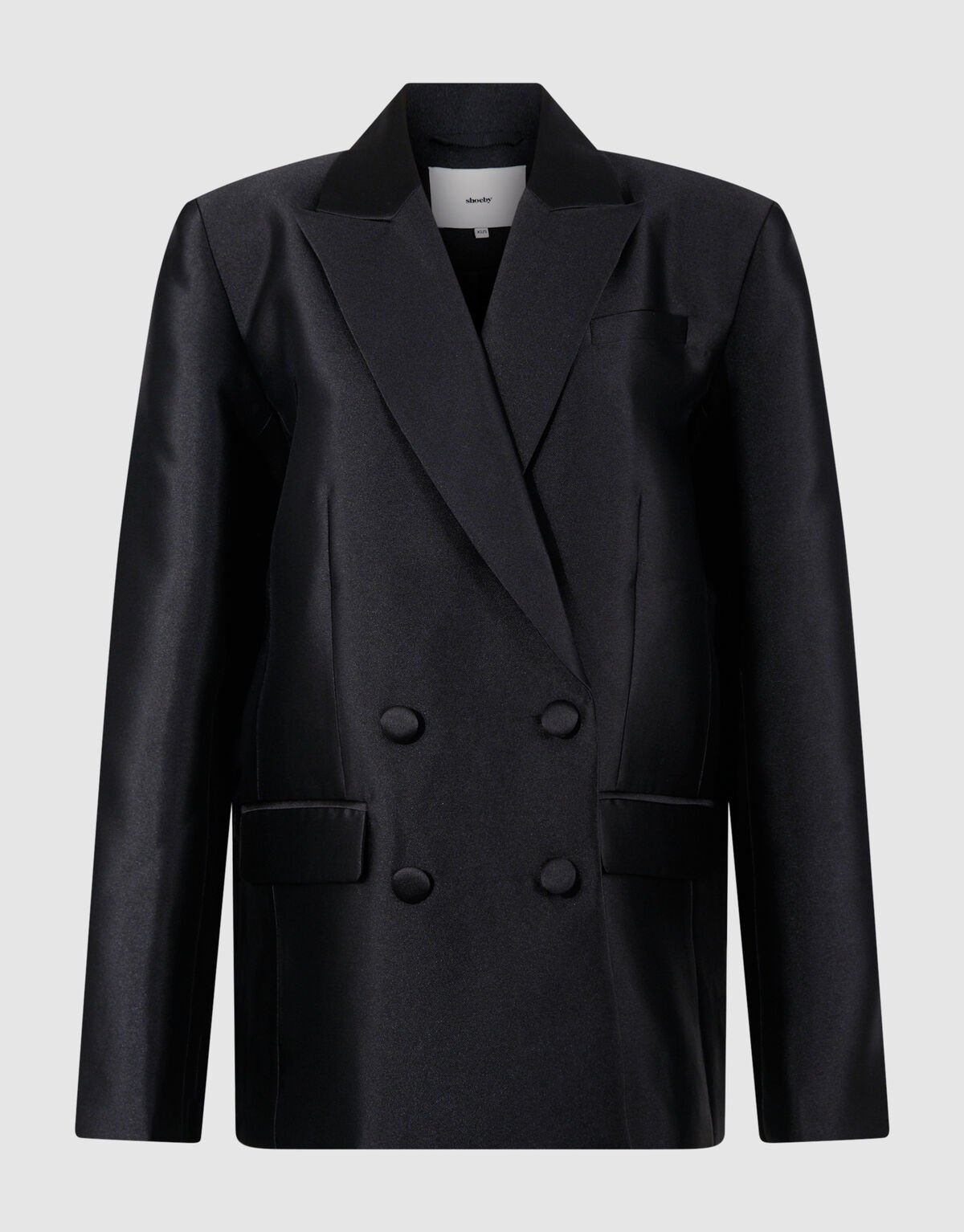 Oversized Satin Twill Blazer Black SHOEBY WOMEN