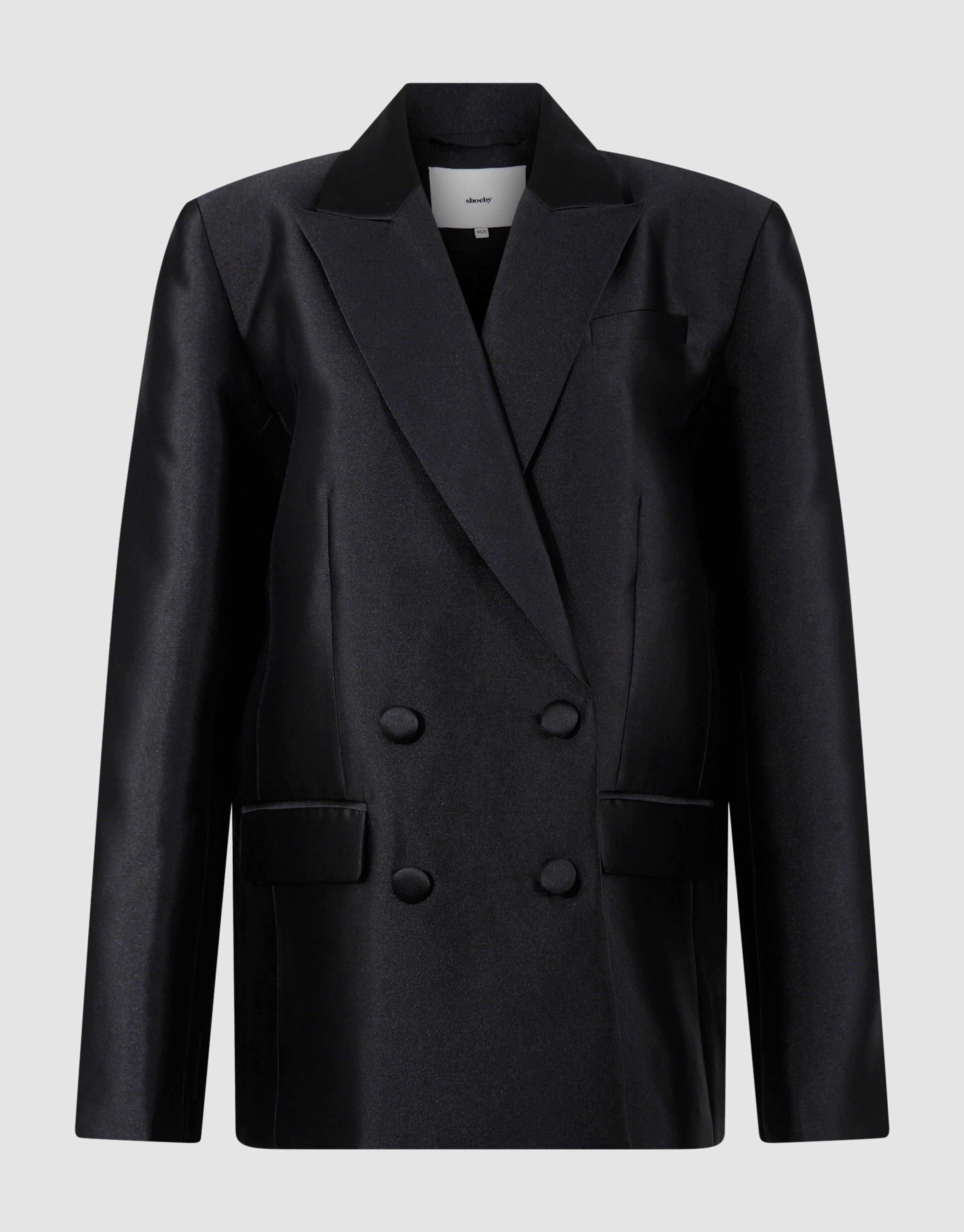 Oversized Satin Twill Blazer Black SHOEBY WOMEN