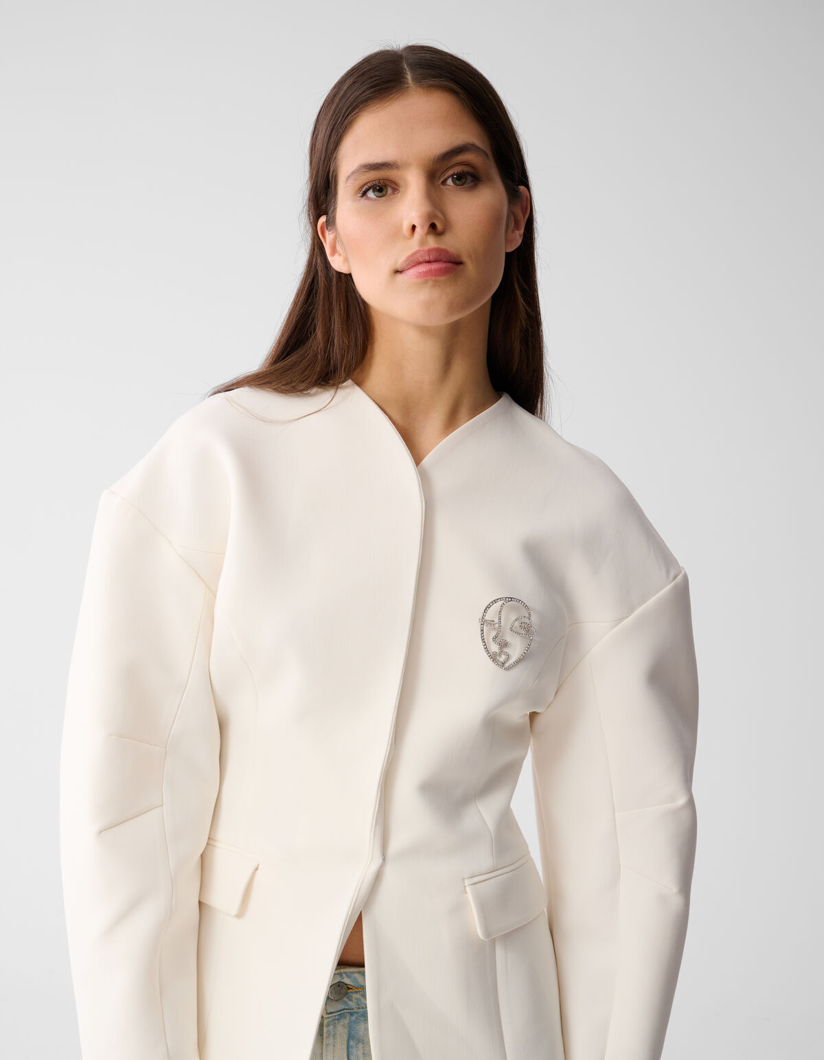 Strassgesicht Brosche Silber SHOEBY ACCESSOIRES