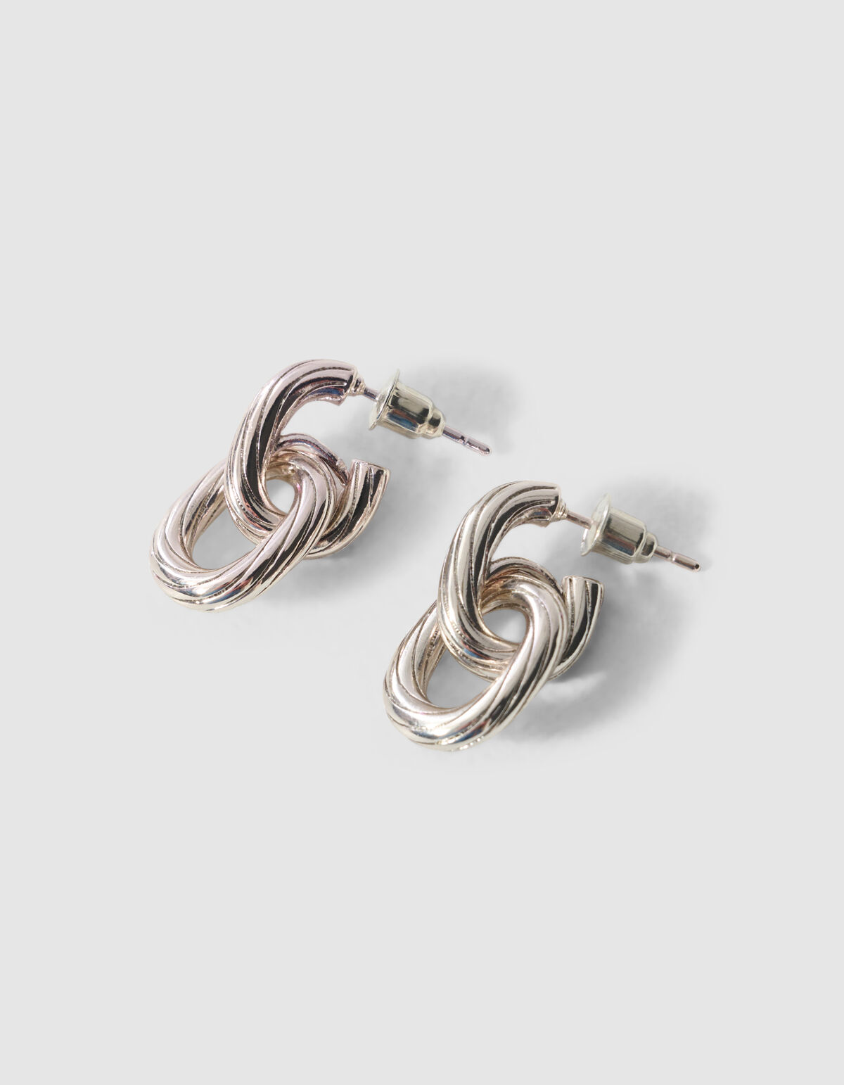 Kleine ovale Doppel-Ohrringe aus Silber SHOEBY ACCESSOIRES