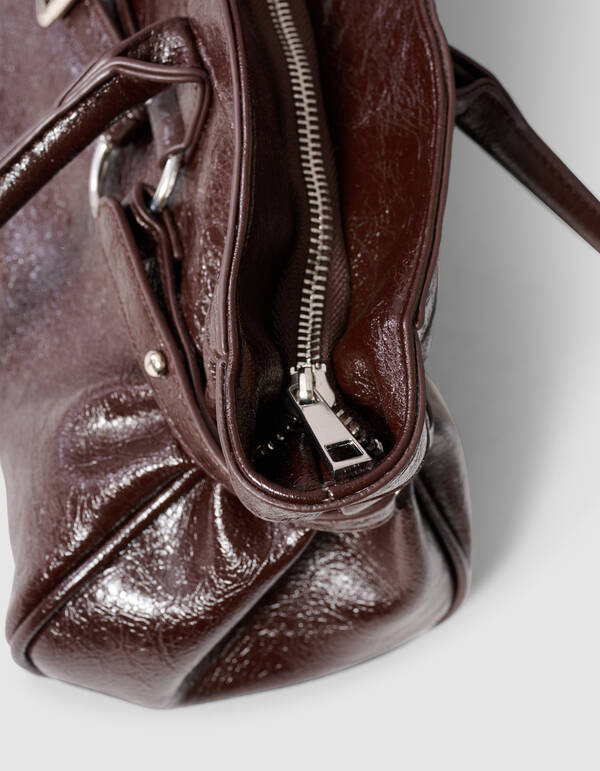 Shiny Baguette Tasche Dunkelbraun SHOEBY ACCESSOIRES