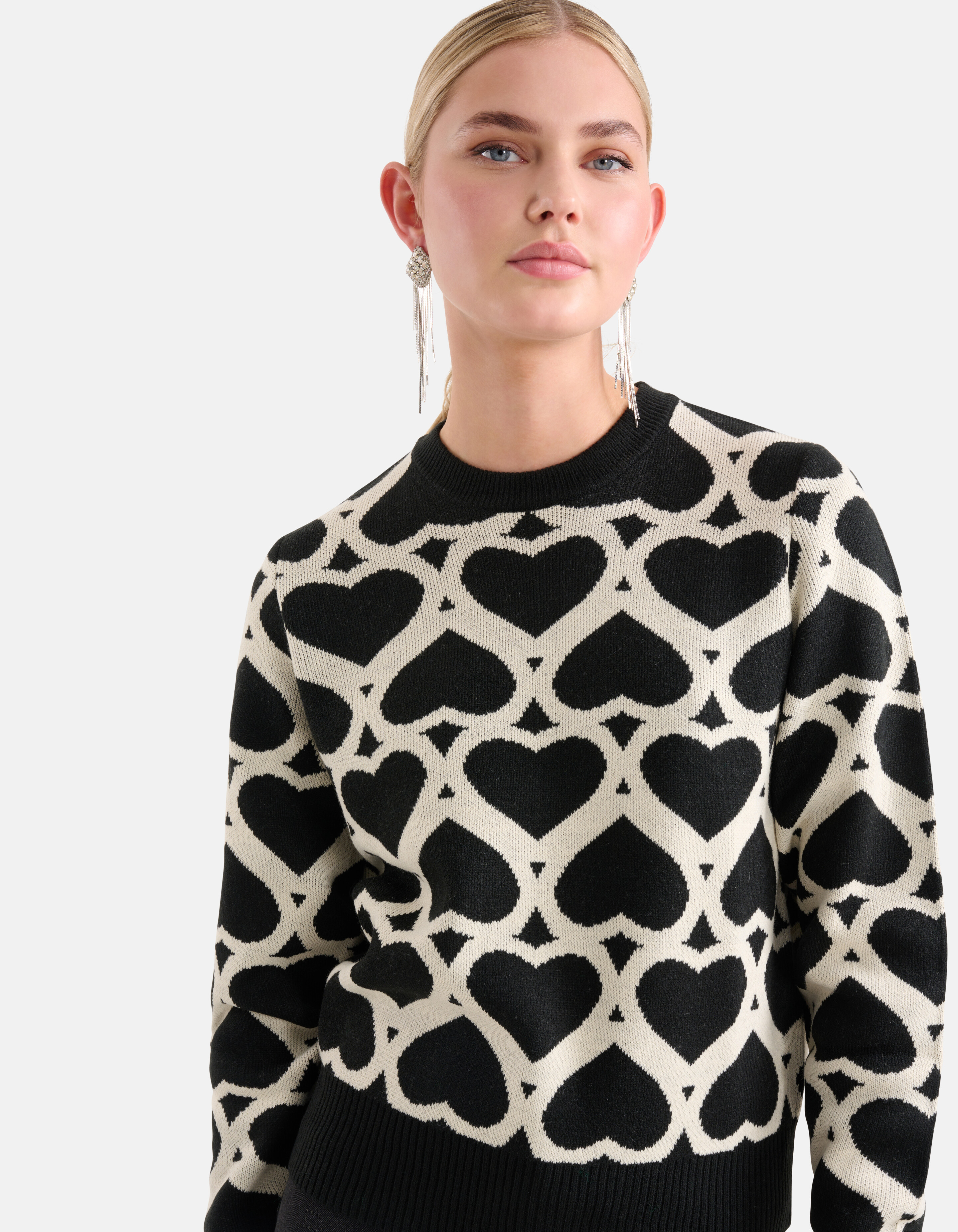 Bedruckter Jacquard-Pullover Schwarz SHOEBY WOMEN
