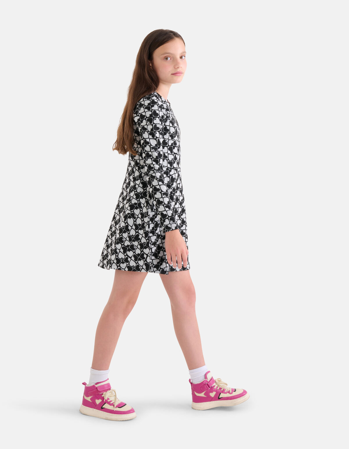 Bedrucktes Kleid Grau/Schwarz SHOEBY GIRLS