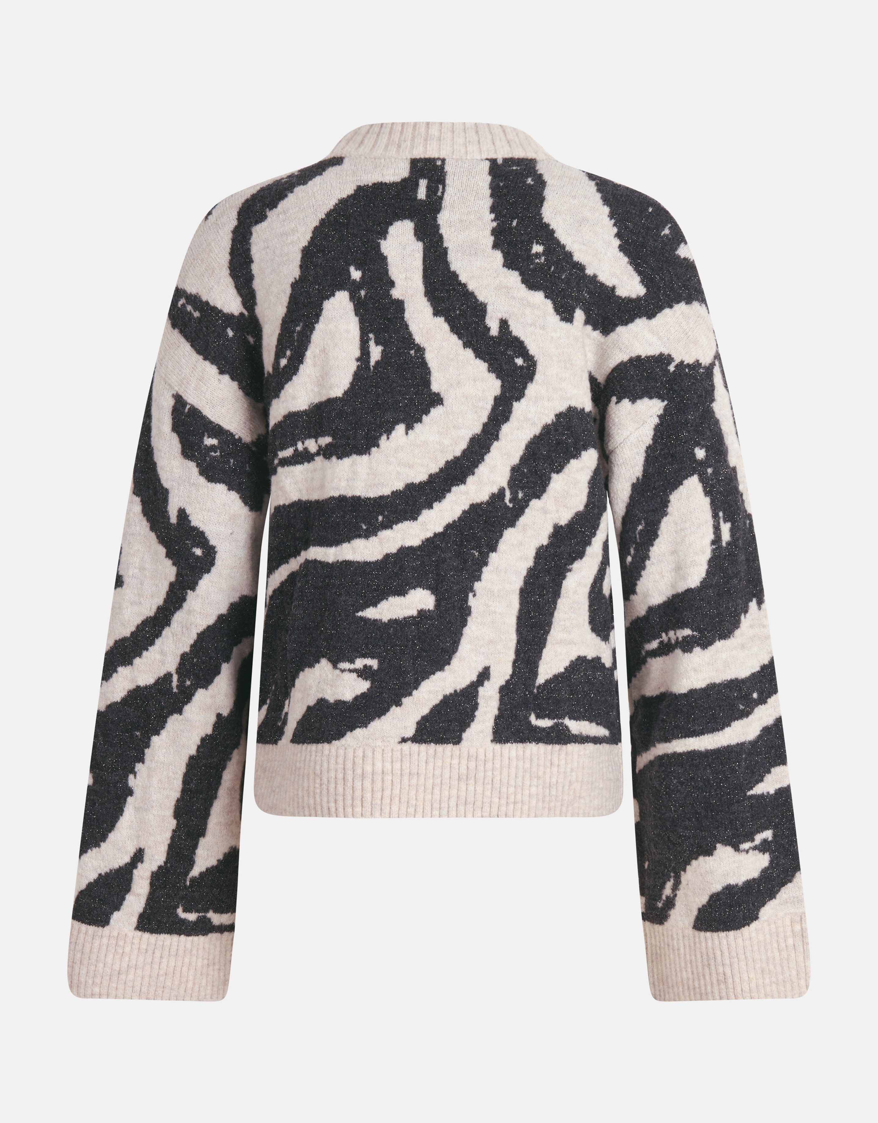 Jacquard Zebra Print Pullover Schwarz/Weiß SHOEBY WOMEN