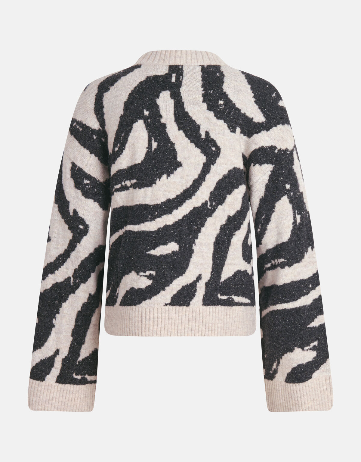 Jacquard Zebra Print Pullover Schwarz/Weiß SHOEBY WOMEN