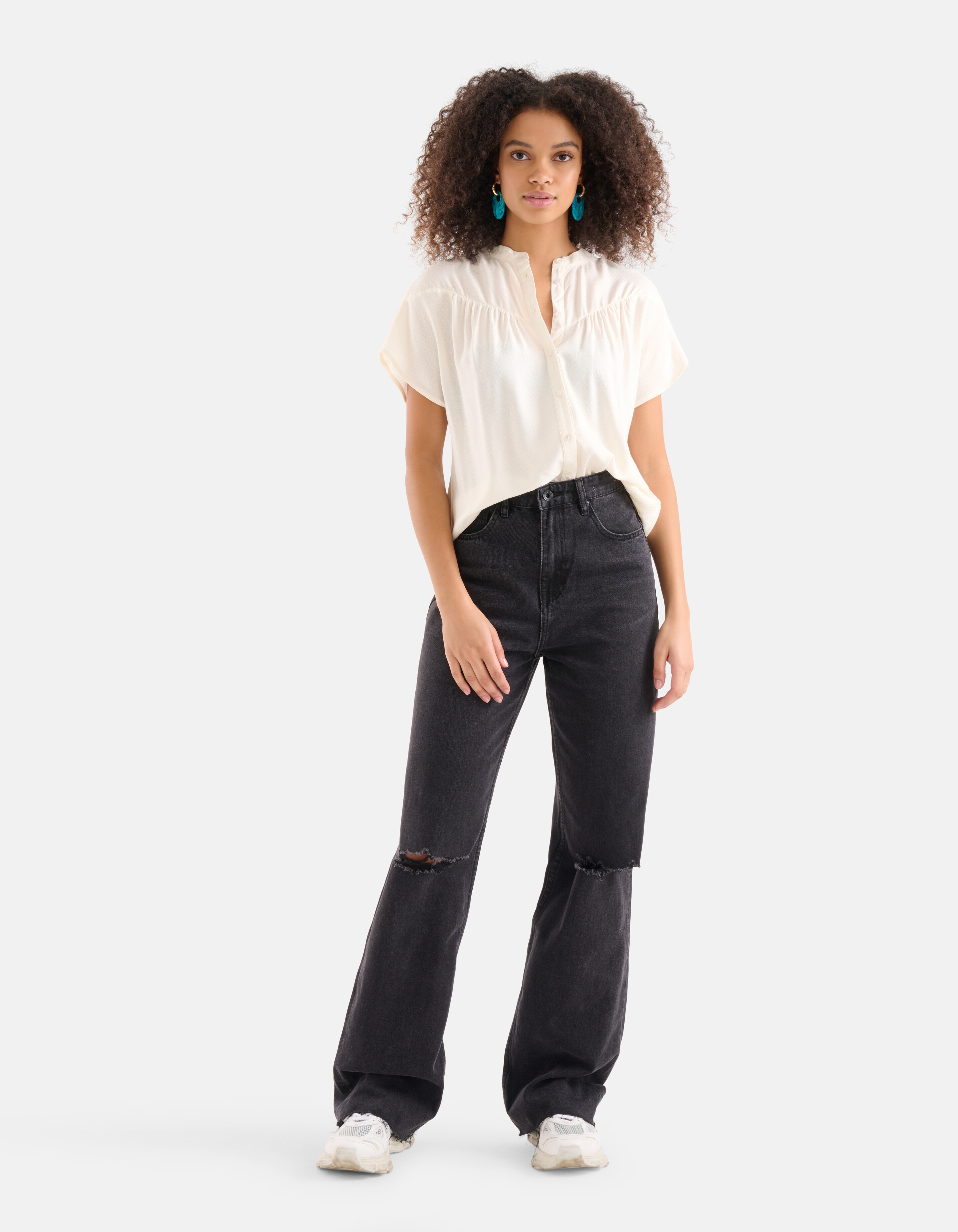Relaxed Fit Oberteil Off White SHOEBY WOMEN