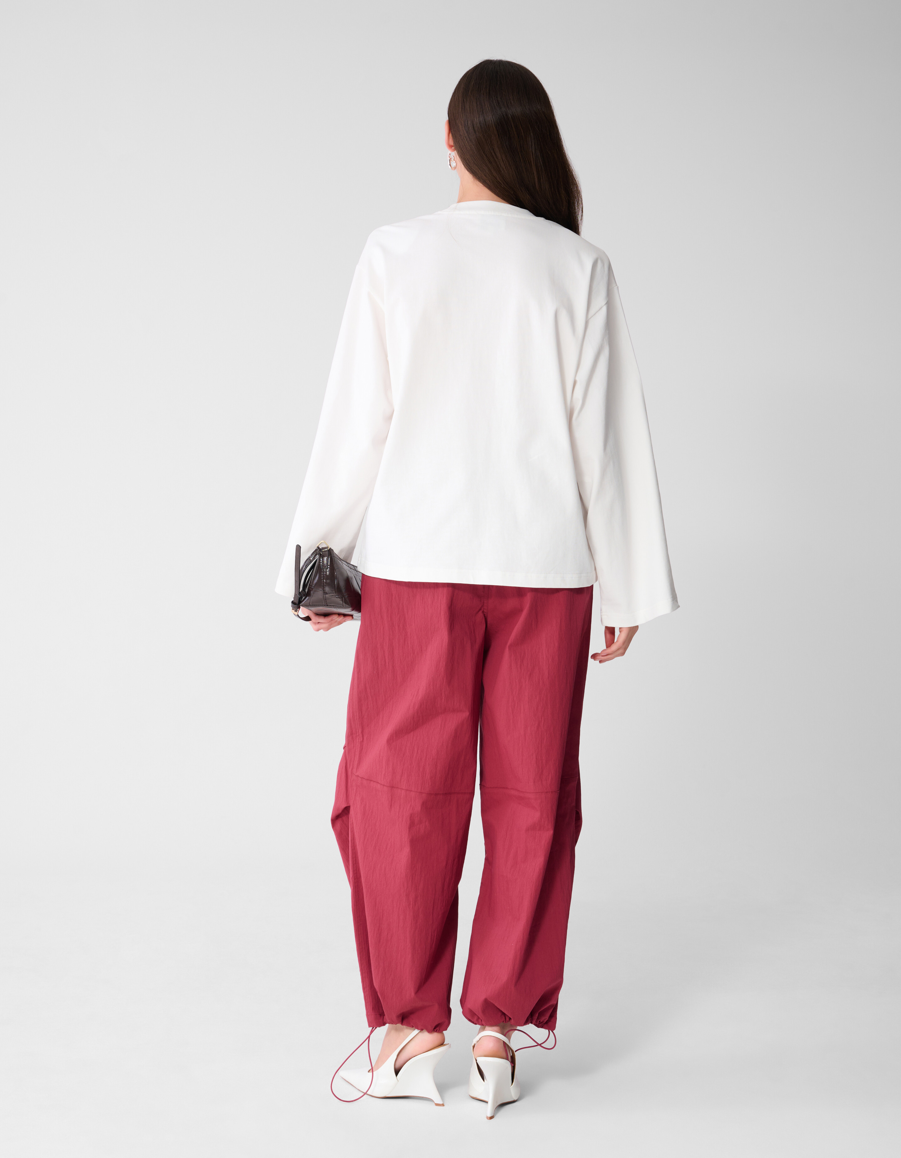 Oversized Basic Longsleeve Top Wei&szlig; SHOEBY WOMEN