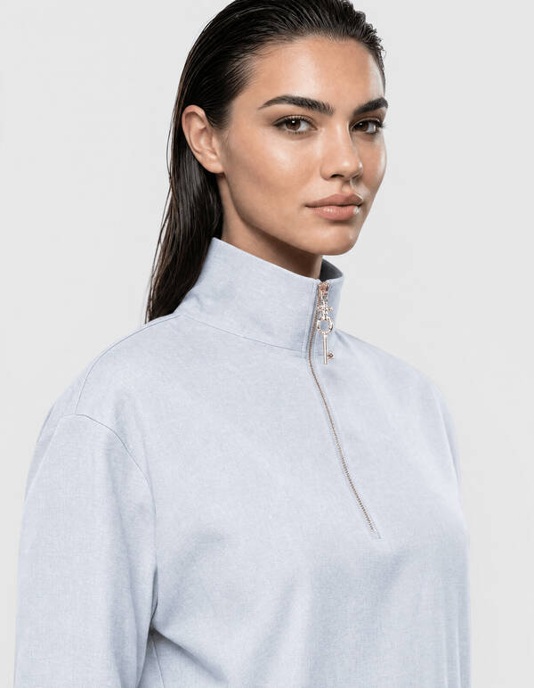 Bluse mit ausgefallenen Kn&ouml;pfen Grau SHOEBY WOMEN