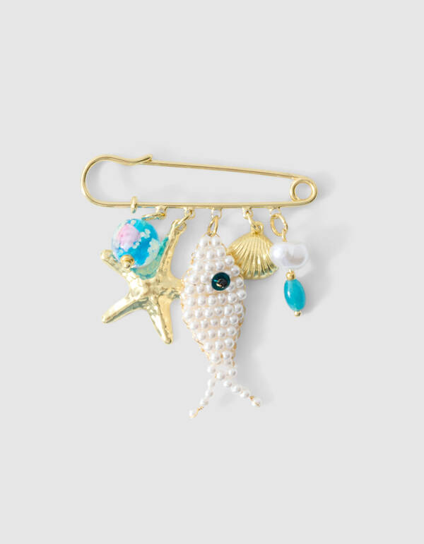 Pin Fisch Brosche Gebrochen Wei&szlig; SHOEBY ACCESSOIRES