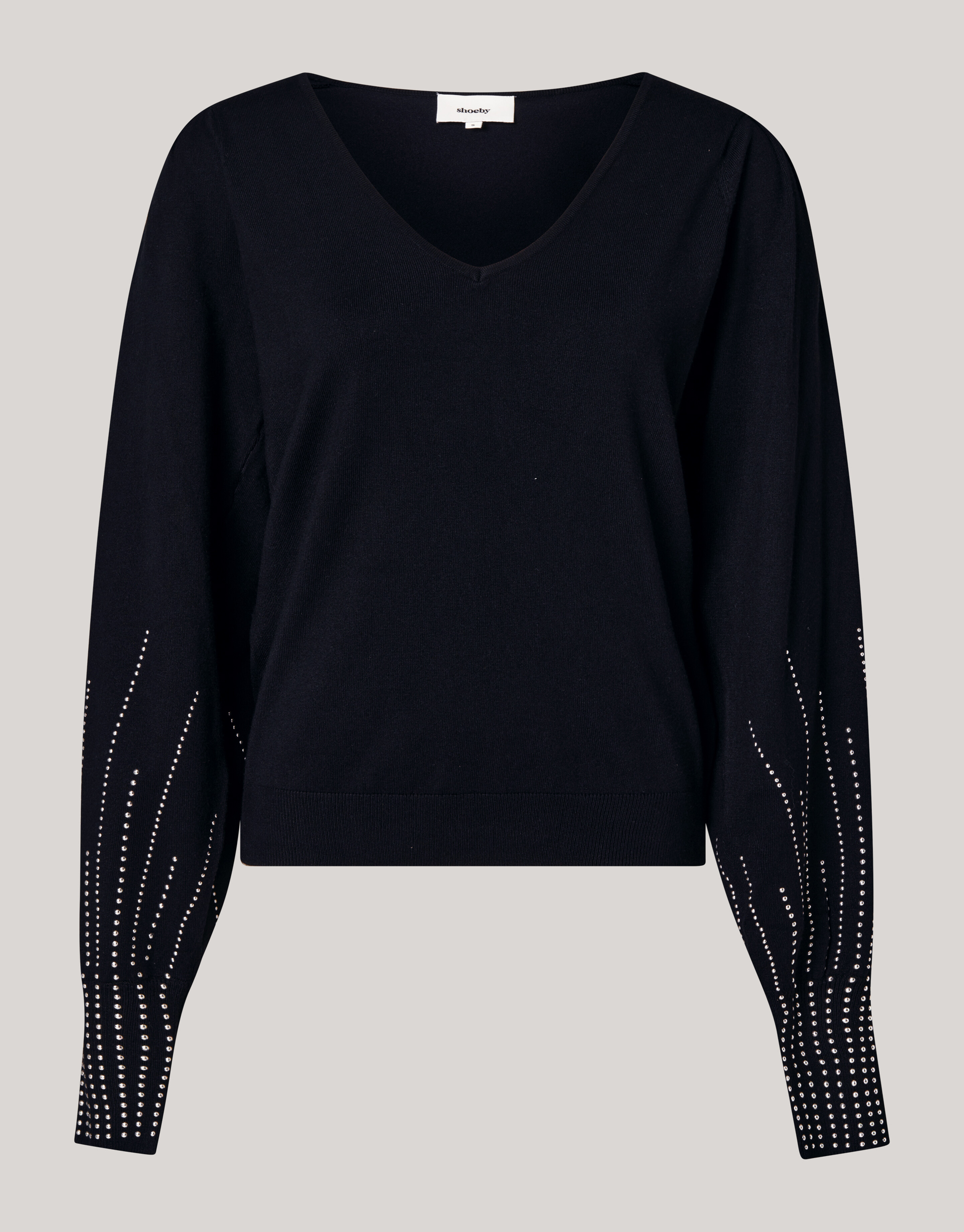 Gestrickter Pullover mit V-Ausschnitt und Nieten S SHOEBY WOMEN