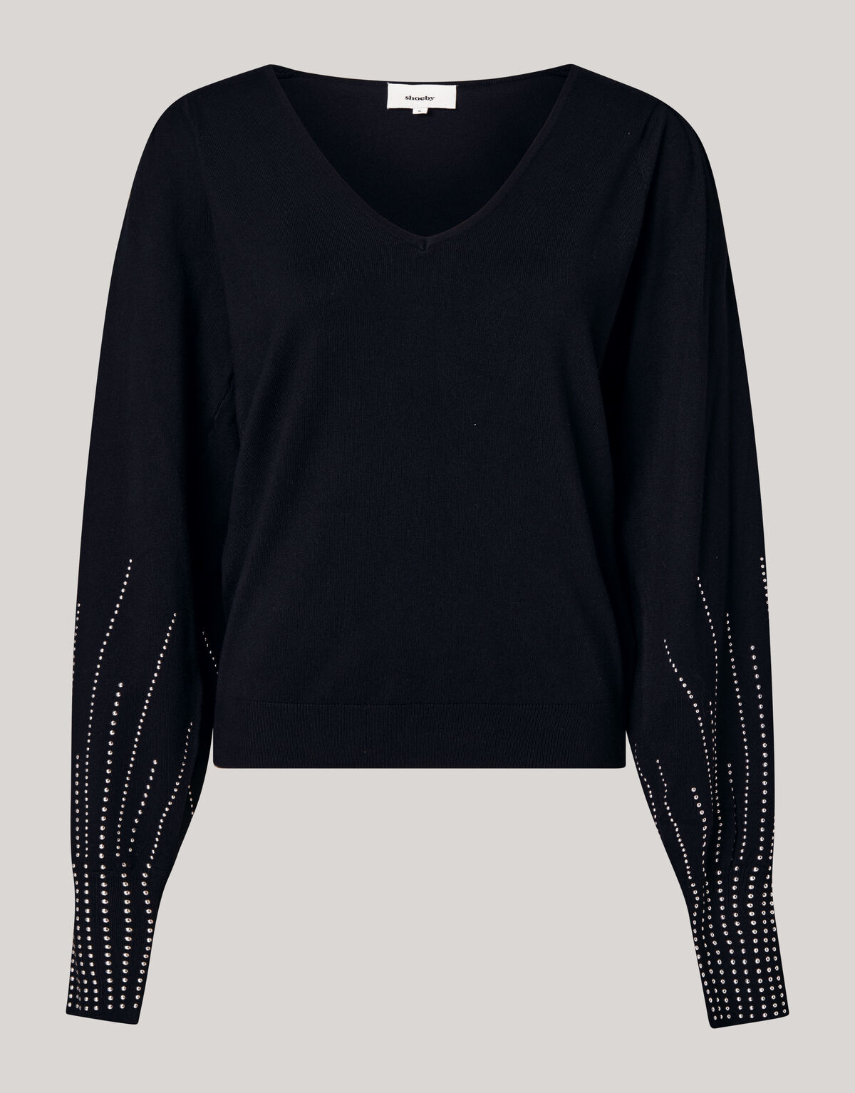Gestrickter Pullover mit V-Ausschnitt und Nieten S SHOEBY WOMEN