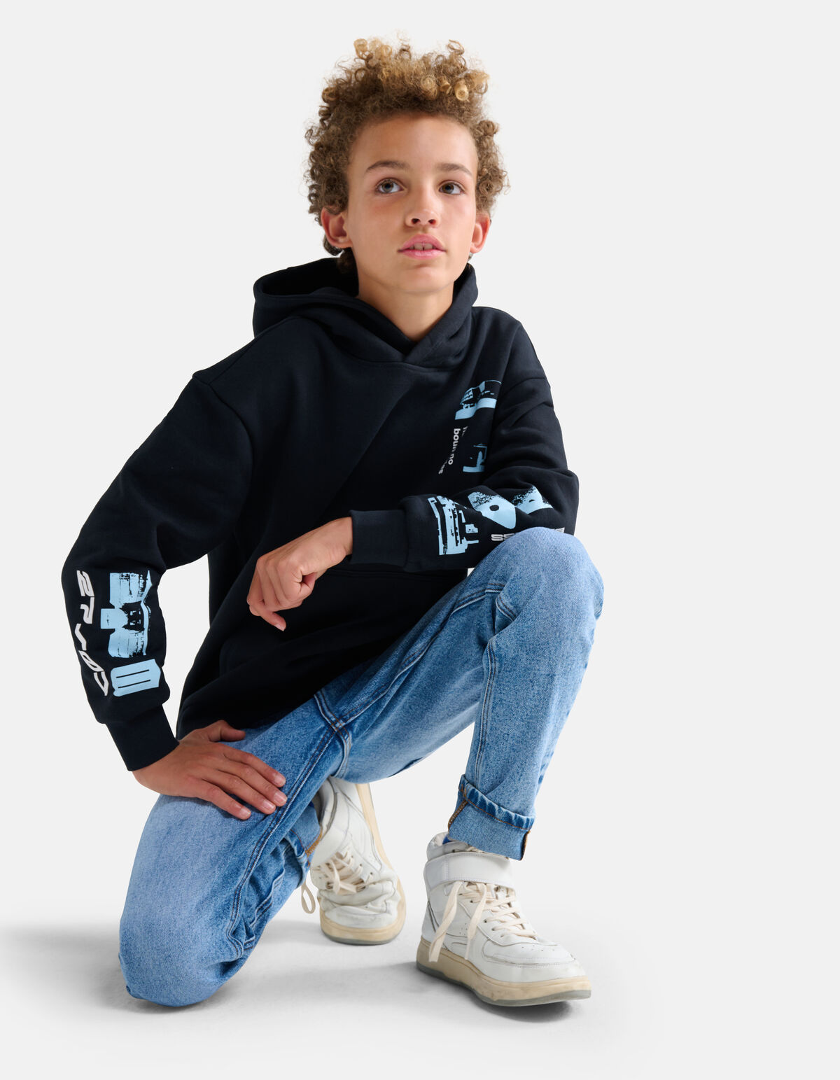 Bedruckter Hoodie Schwarz SHOEBY BOYS