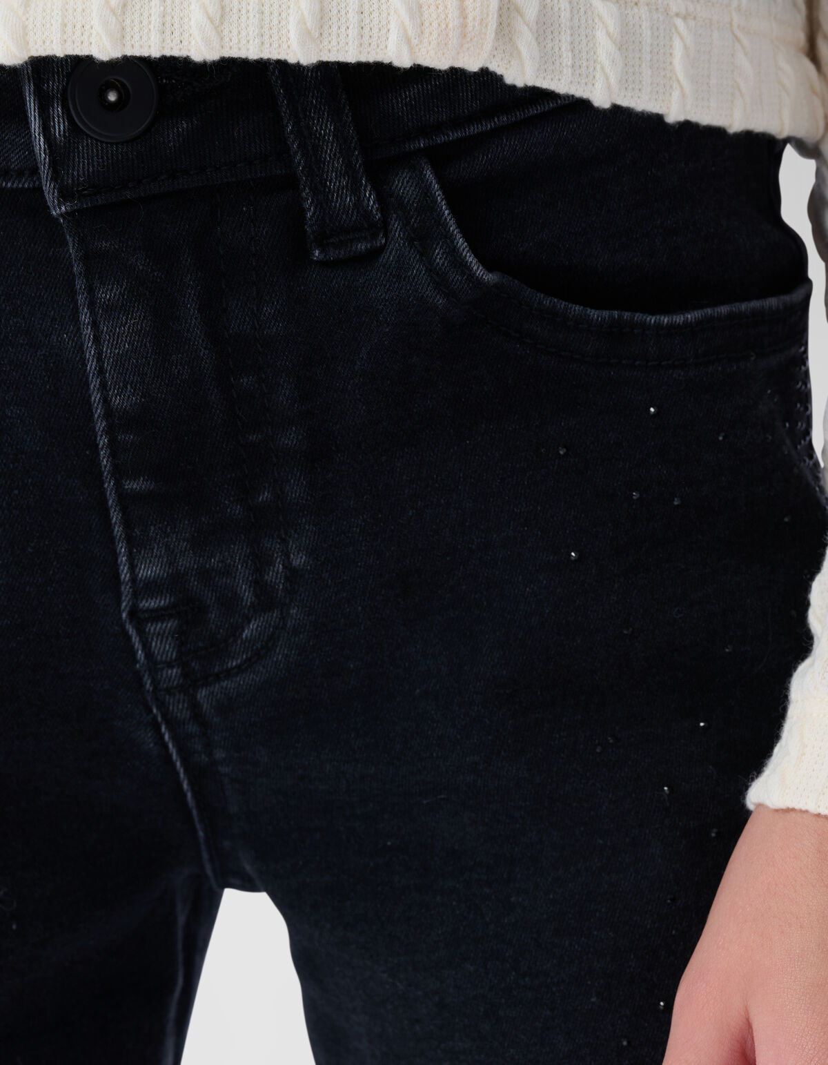 Strass Straight Leg Jeans Schwarz SHOEBY GIRLS