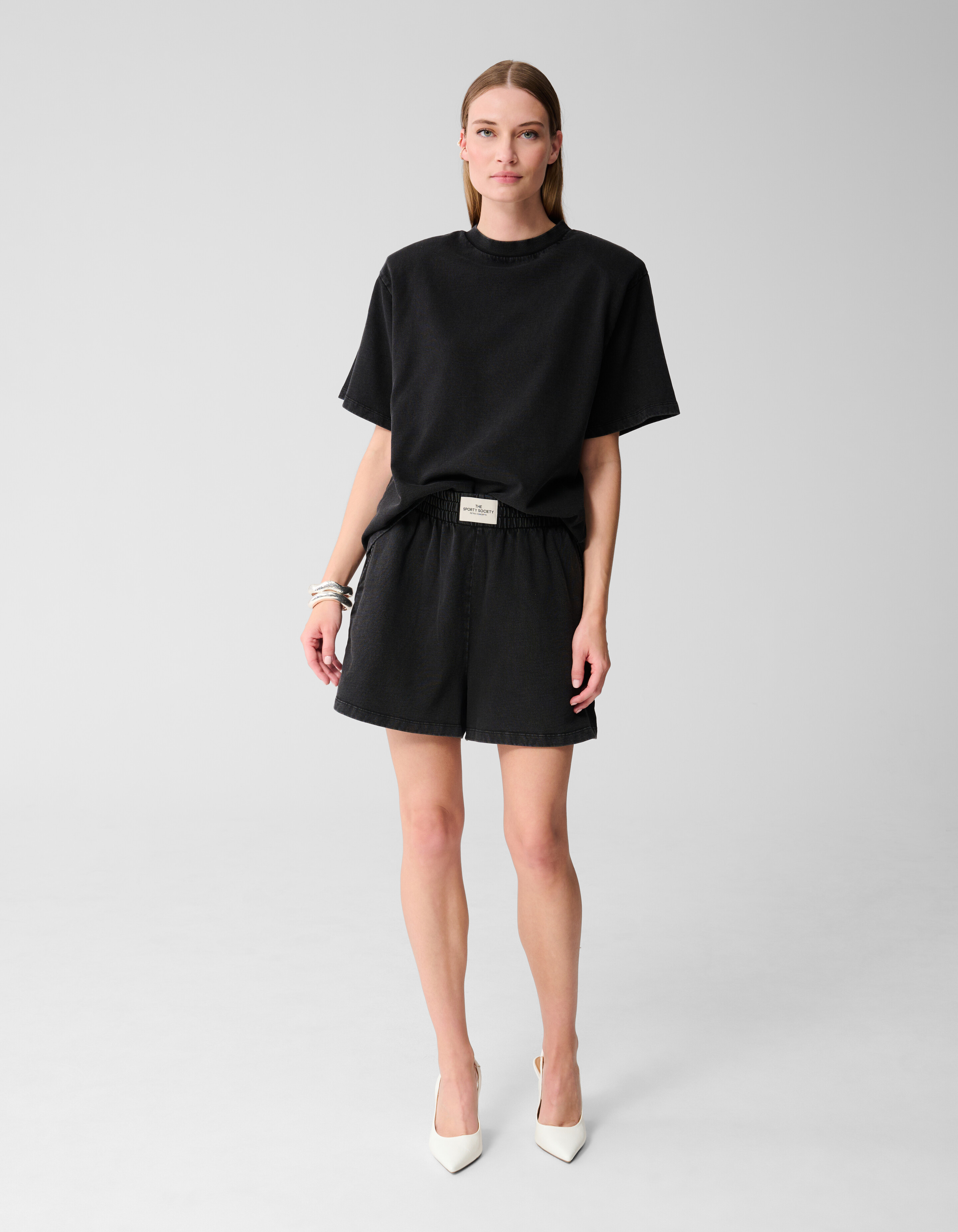 Gefüttertes gewaschenes Sweat-T-Shirt Donkergrijs SHOEBY WOMEN