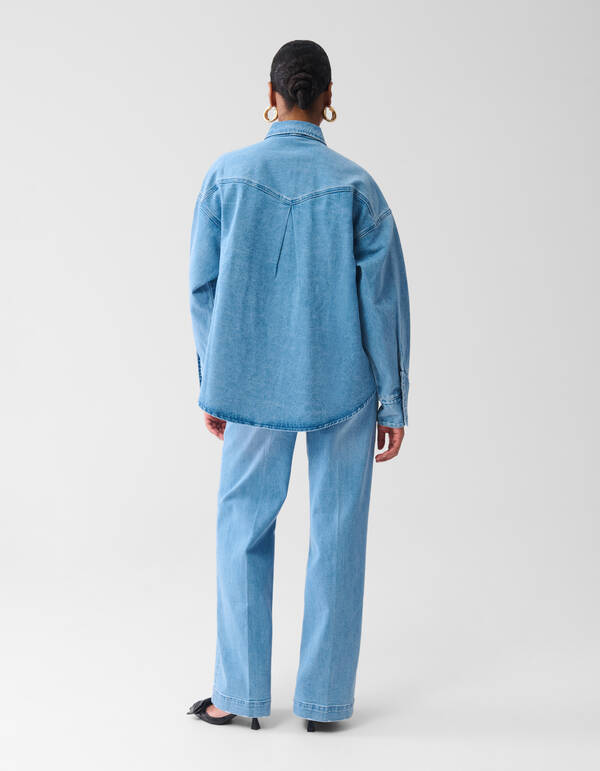 &Uuml;bergro&szlig;e Denim-Bluse Mediumstone SHOEBY WOMEN