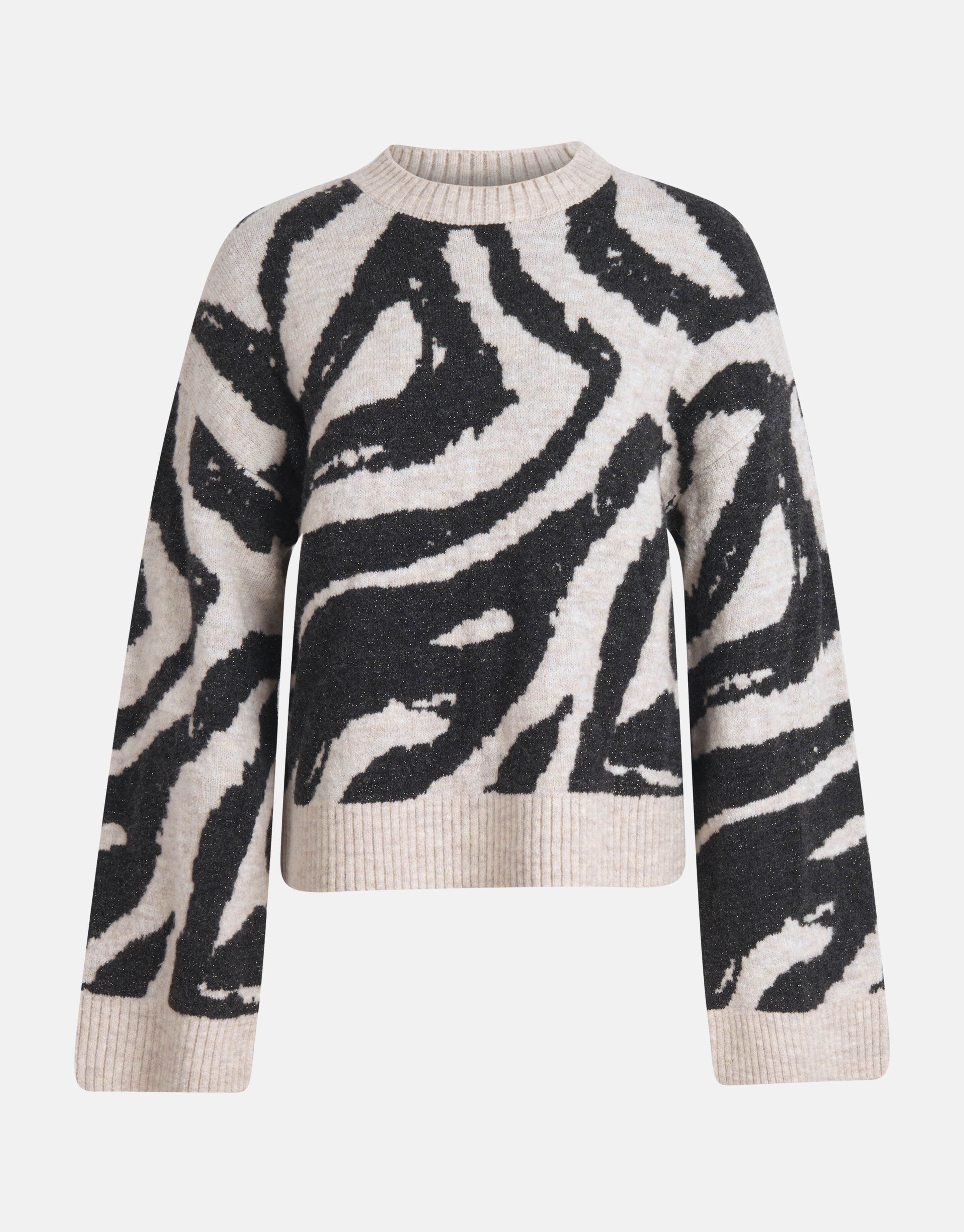 Jacquard Zebra Print Pullover Schwarz/Weiß SHOEBY WOMEN