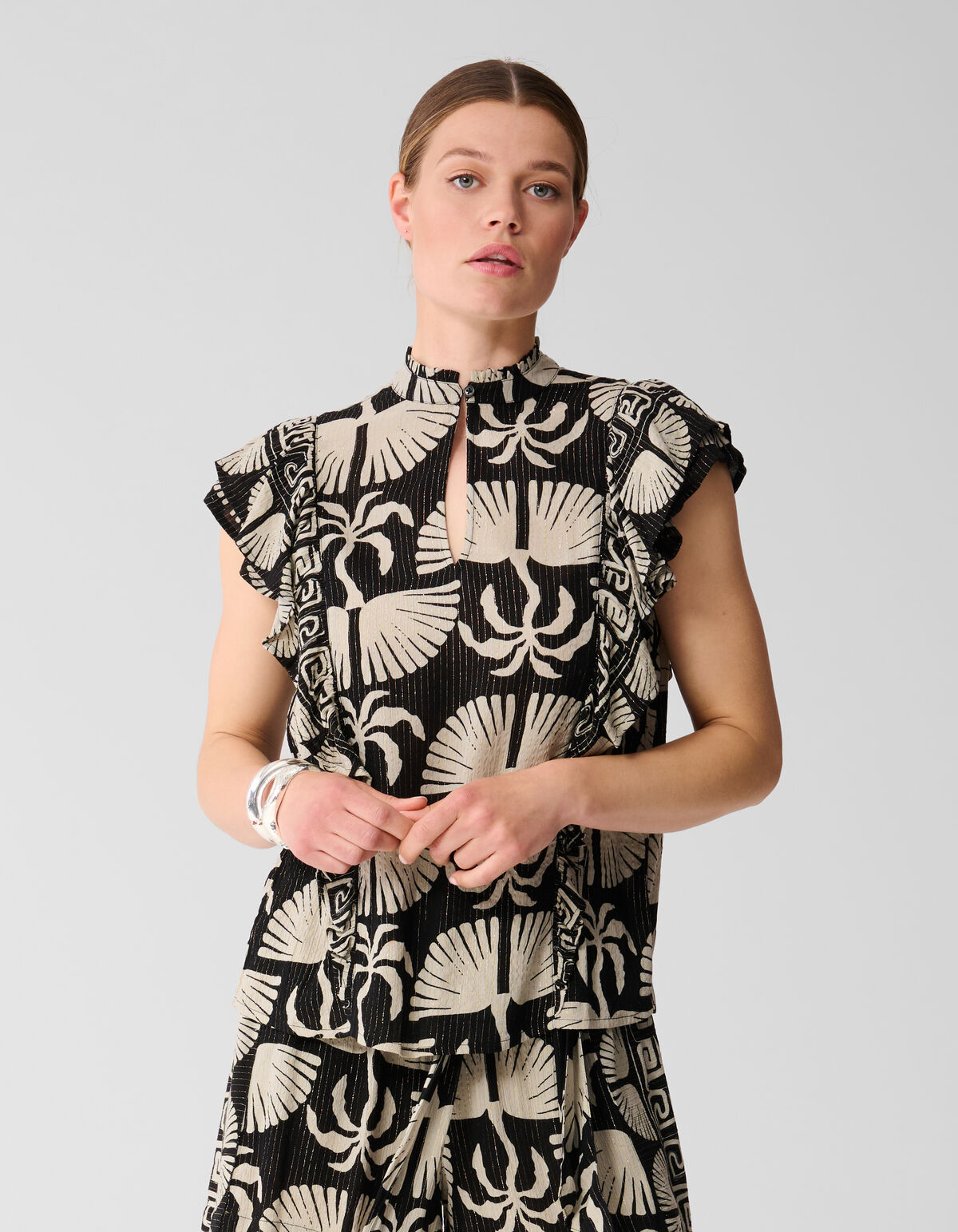 Bedrucktes R&uuml;schentop Schwarz/Wei&szlig; SHOEBY WOMEN