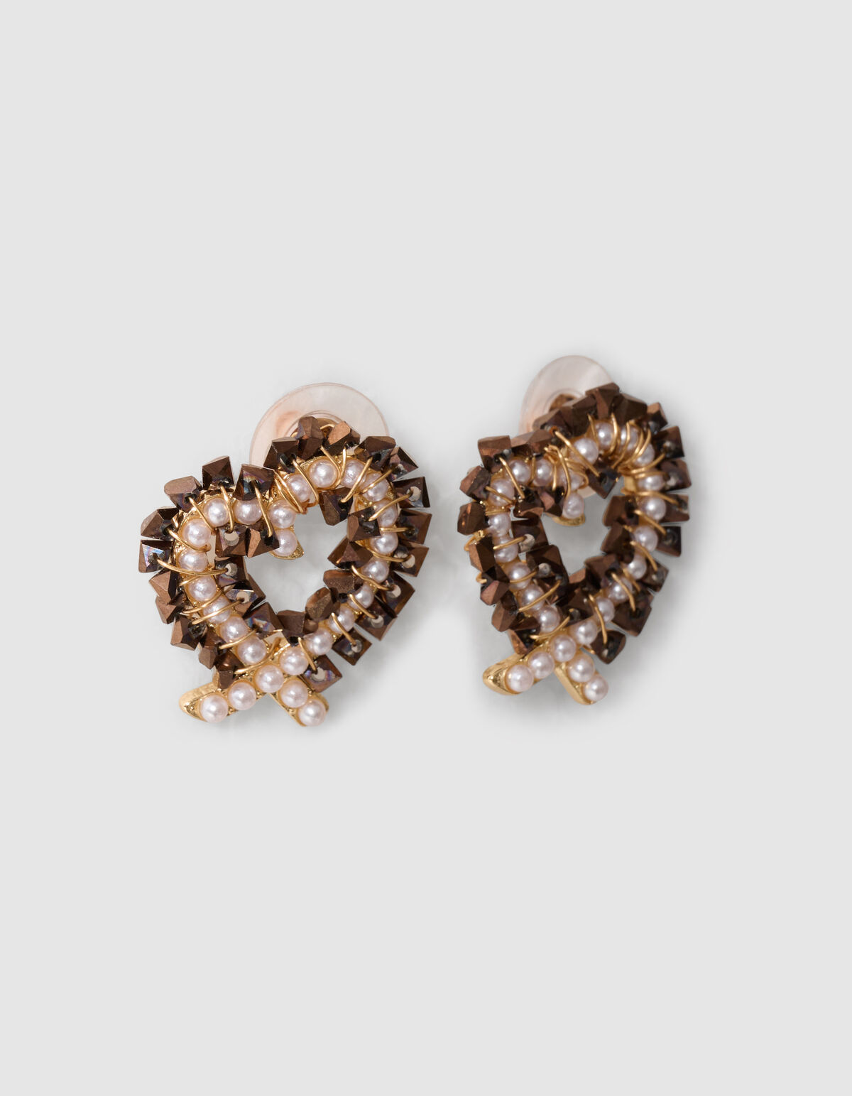 Heart Beads Ohrringe Braun/Gold SHOEBY ACCESSOIRES