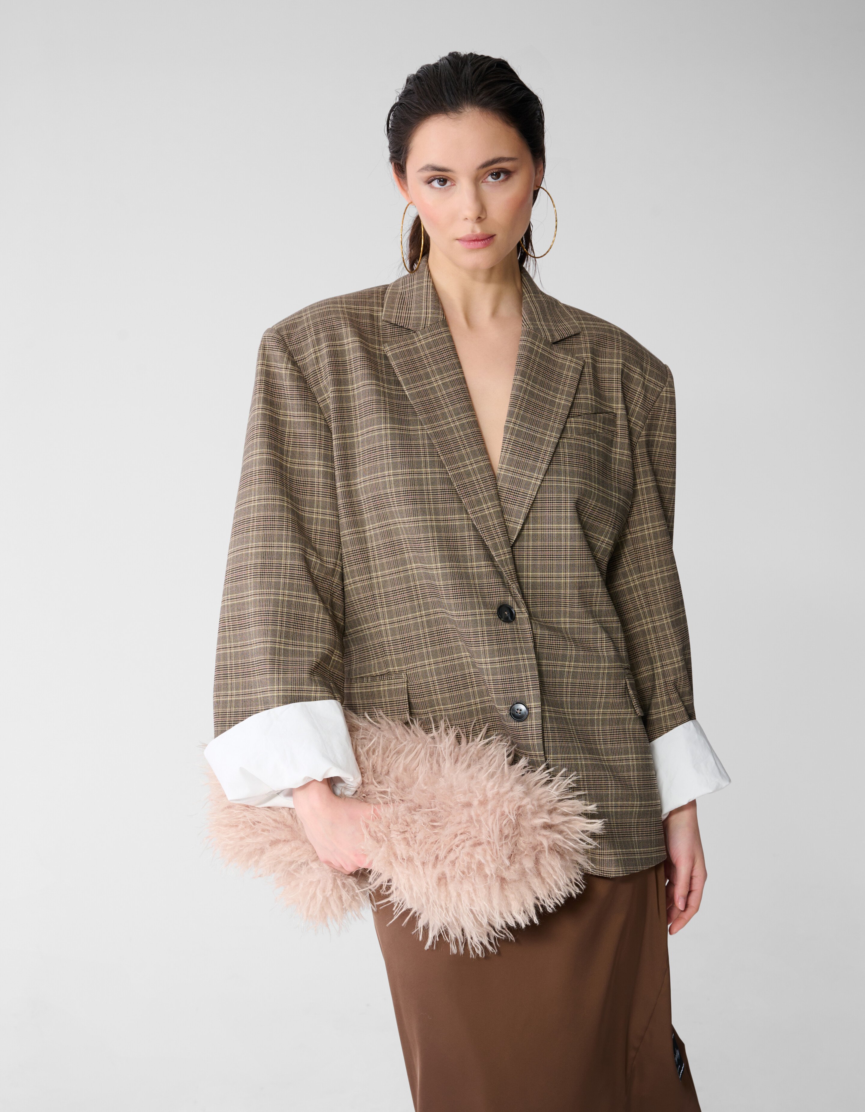 Oversized Karierte Blazer Braun SHOEBY WOMEN