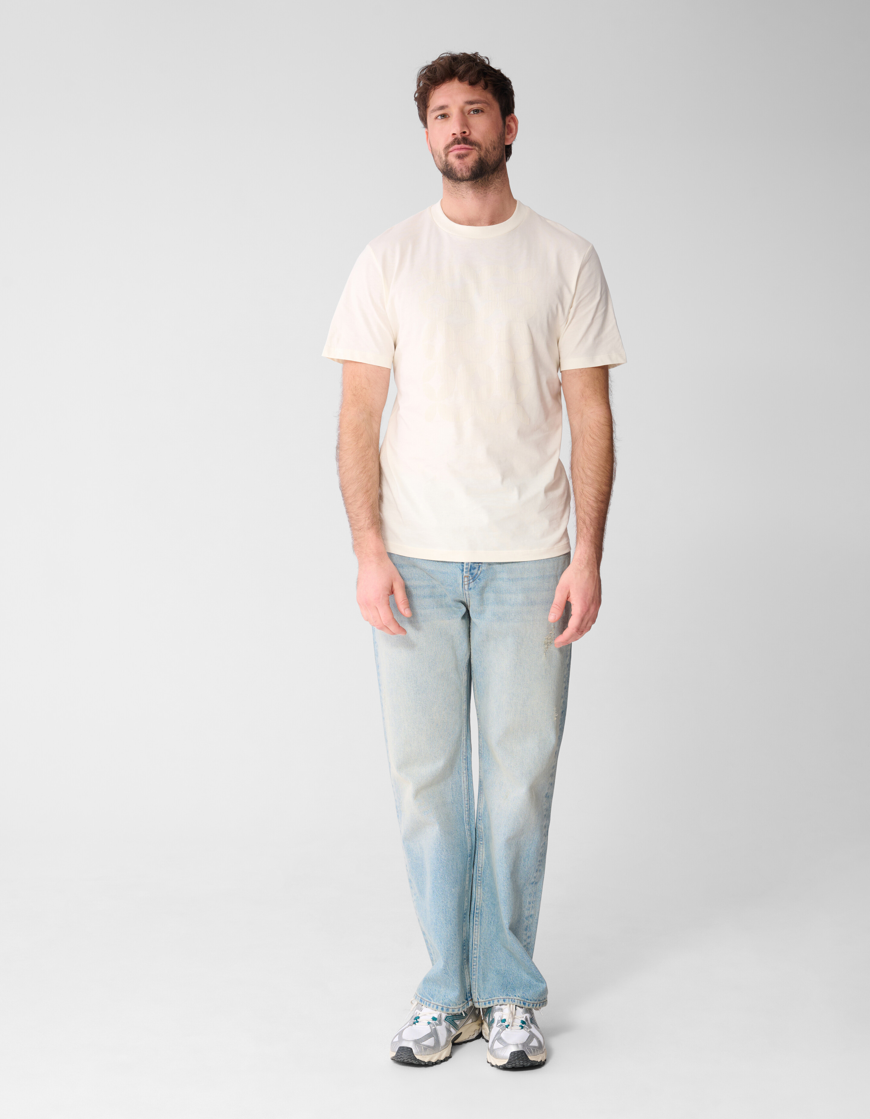 Gestreiftes Artwork-T-Shirt Gebrochen Wei&szlig; SHOEBY MEN